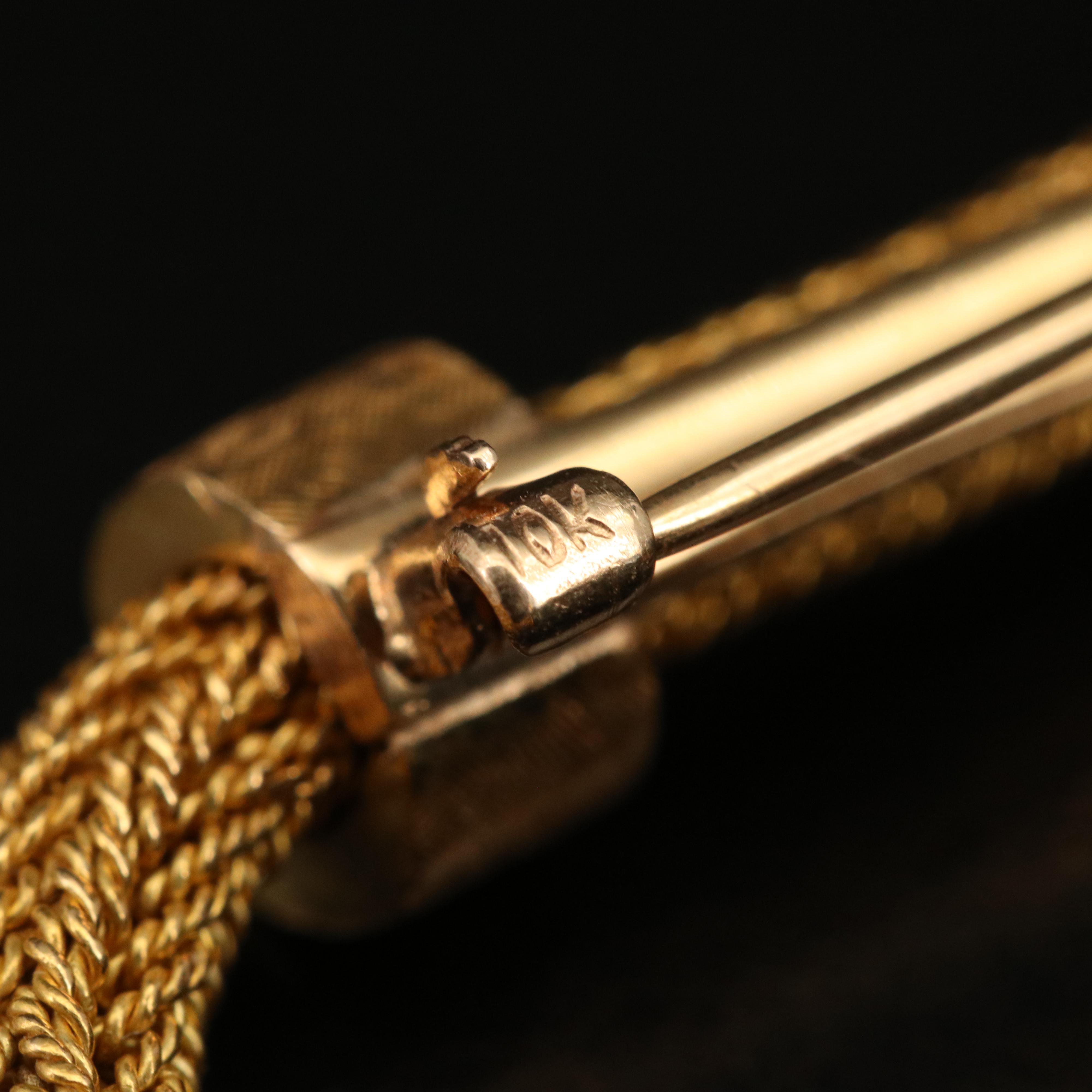 Vintage 14K Bloodstone, Ruby and Diamond Tasseled Brooch