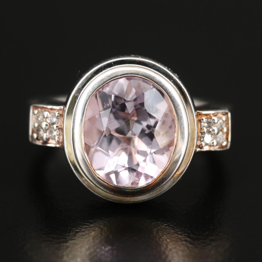 Fine Silver Amethyst and Diamond Ring