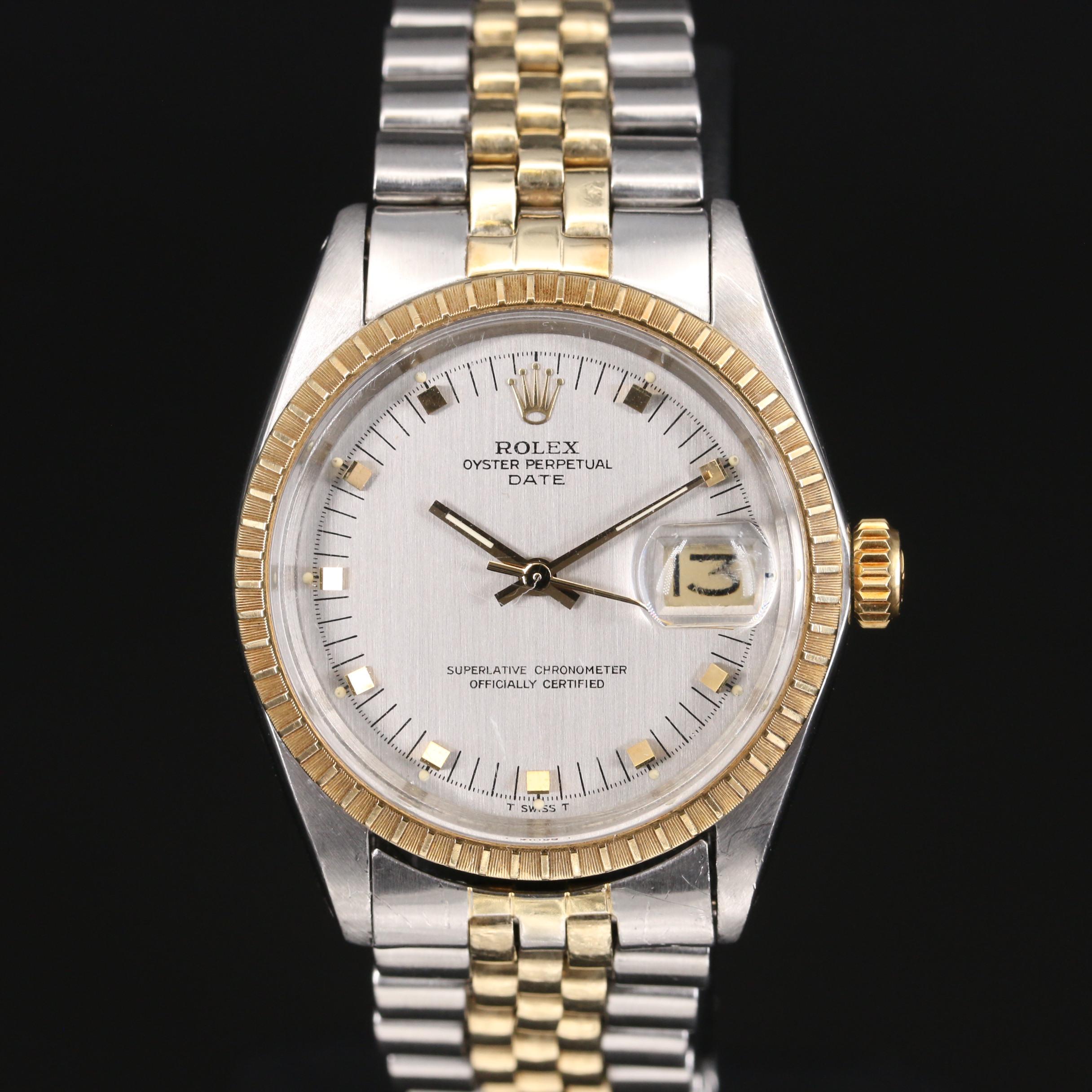 1969 Rolex Date 1505 14K Gold and Stainless Steel Automatic Watch