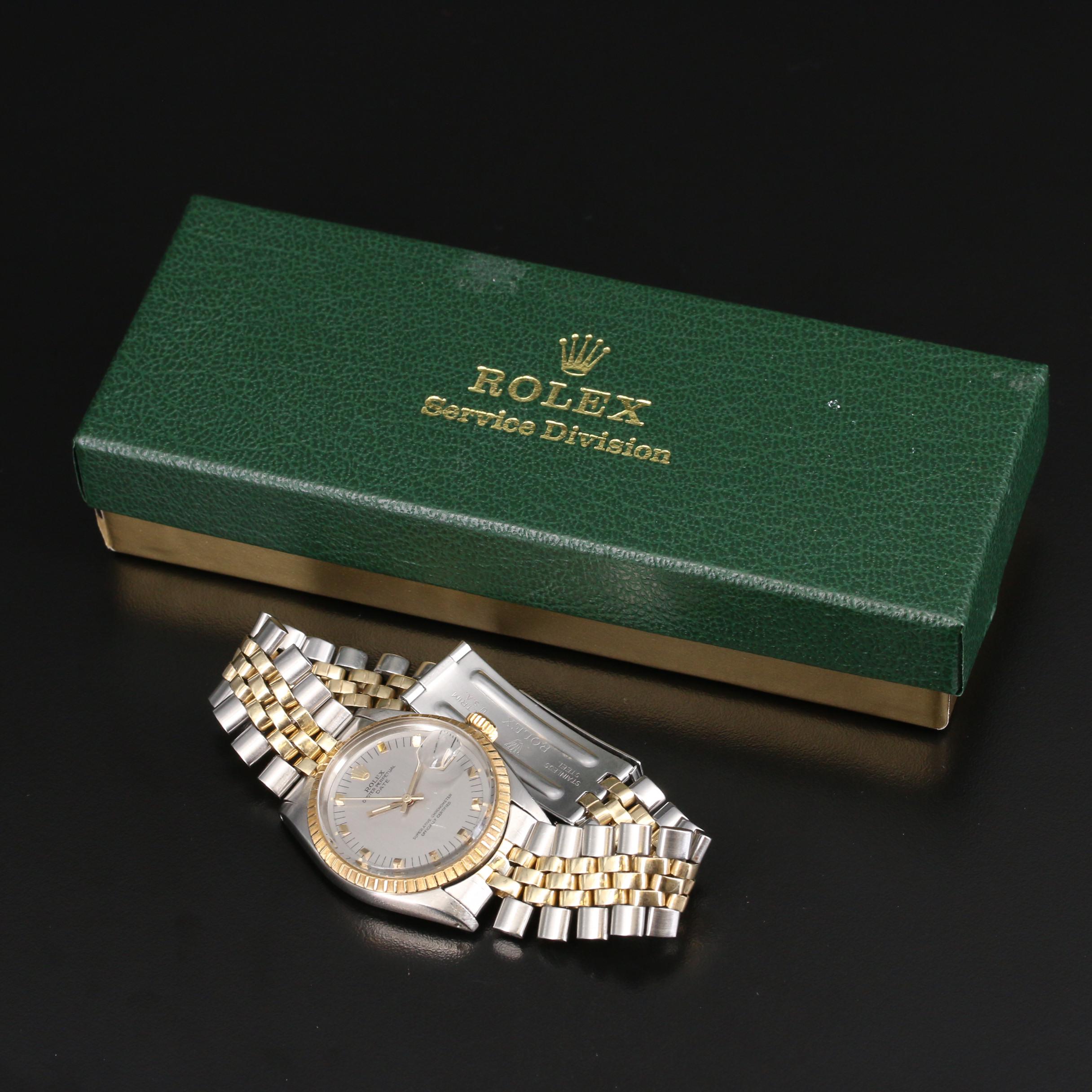 1969 Rolex Date 1505 14K Gold and Stainless Steel Automatic Watch