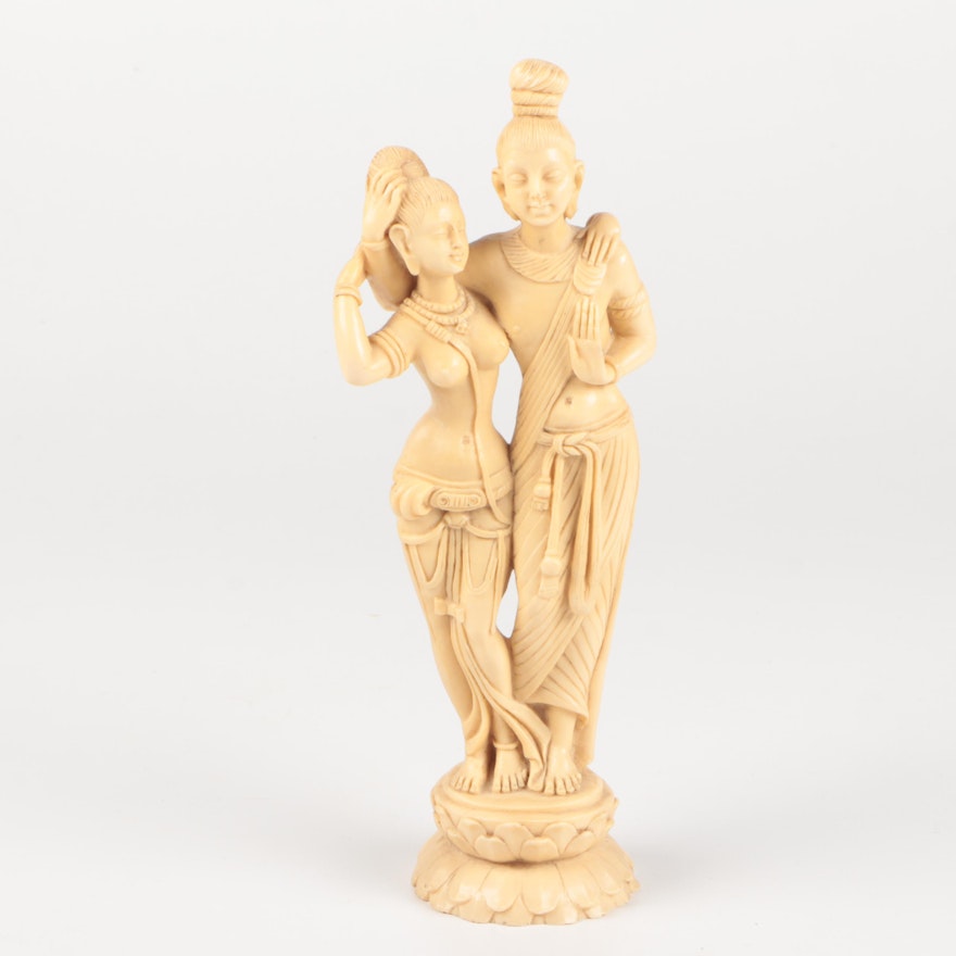 Resin Reproduction Sculpture of Radha and Krishna
