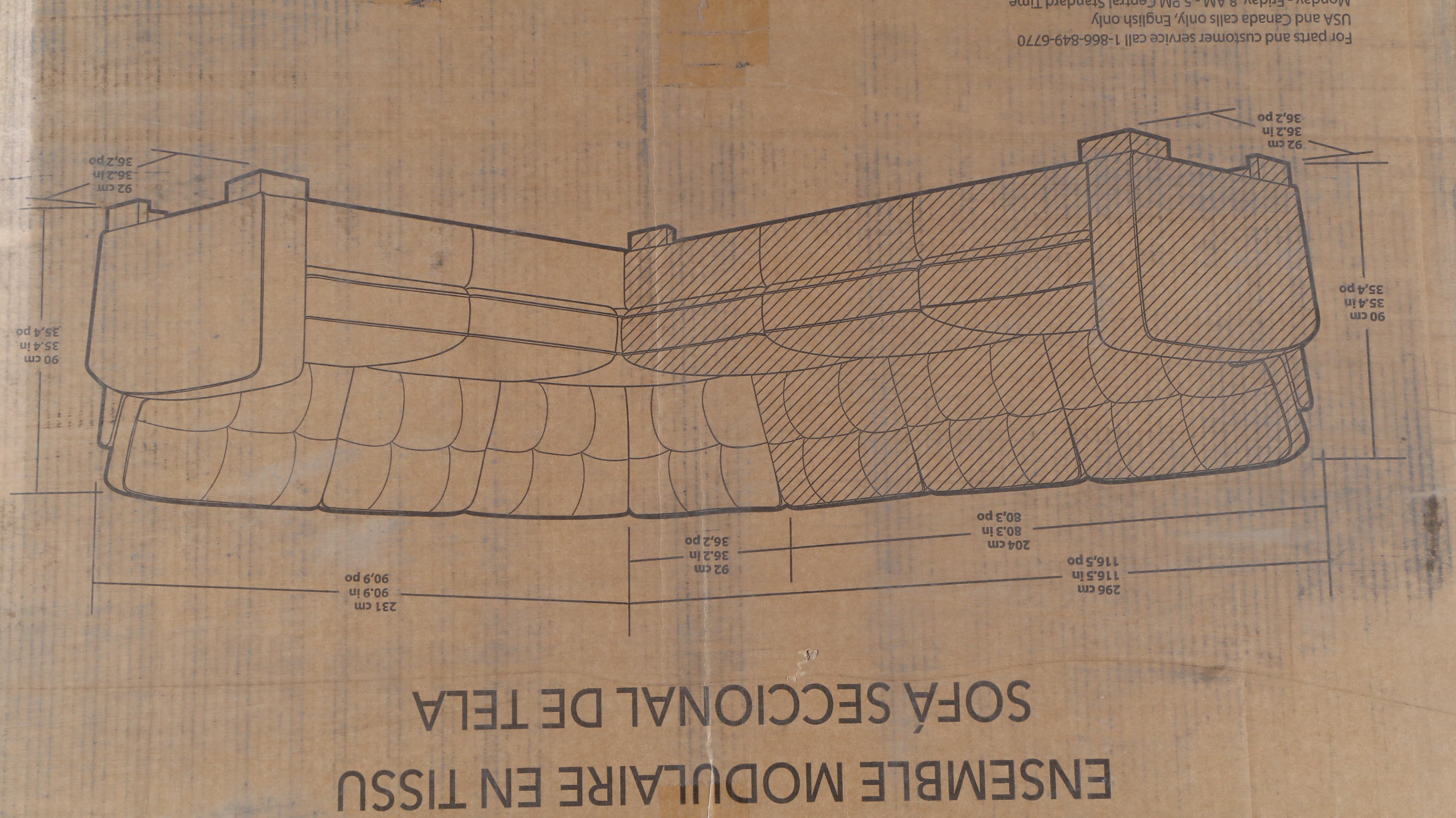 Zoy Home Furnishing "Annadale" Two-Piece Fabric Sectional