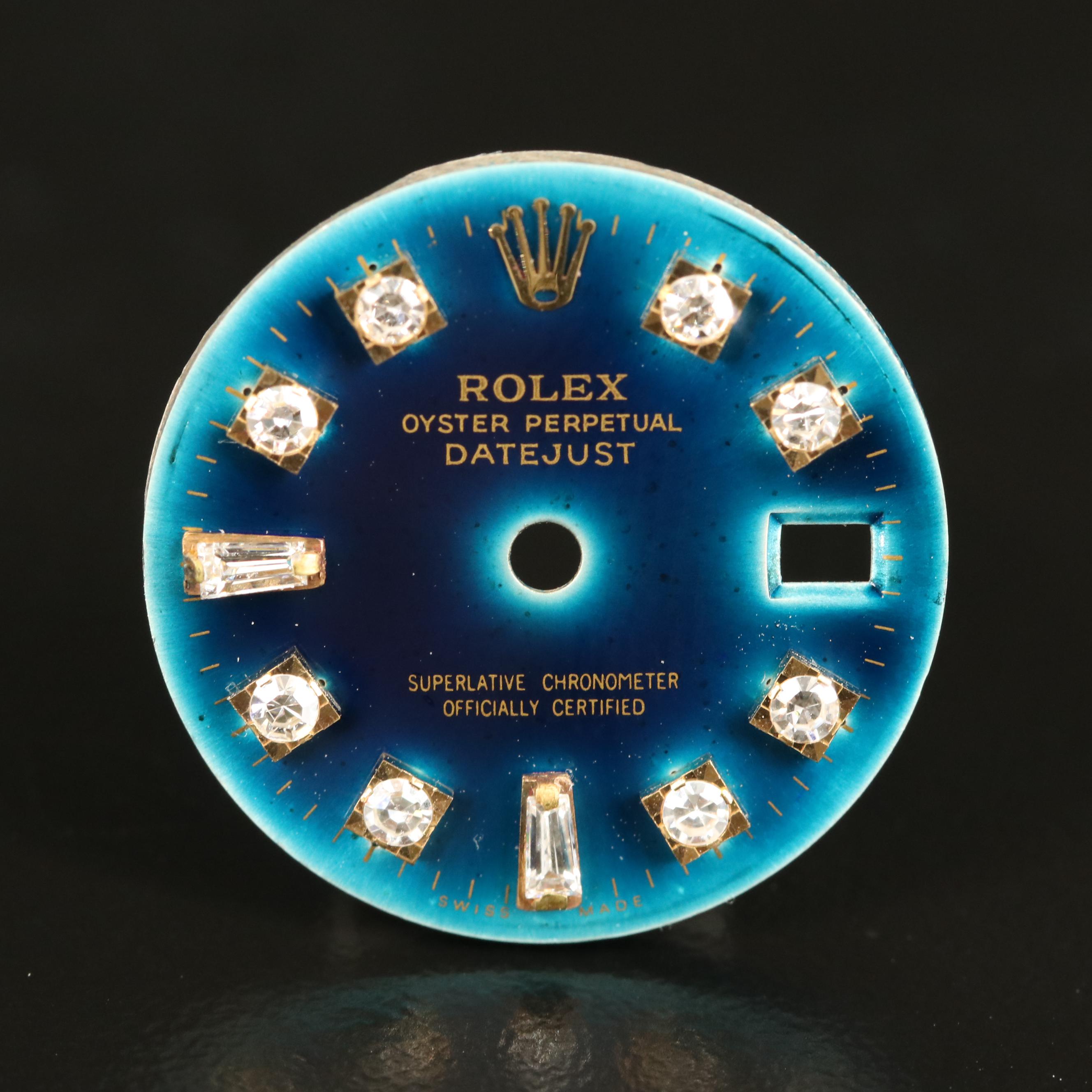 Turquoise Color Rolex Aftermarket Datejust Diamond Watch Dial