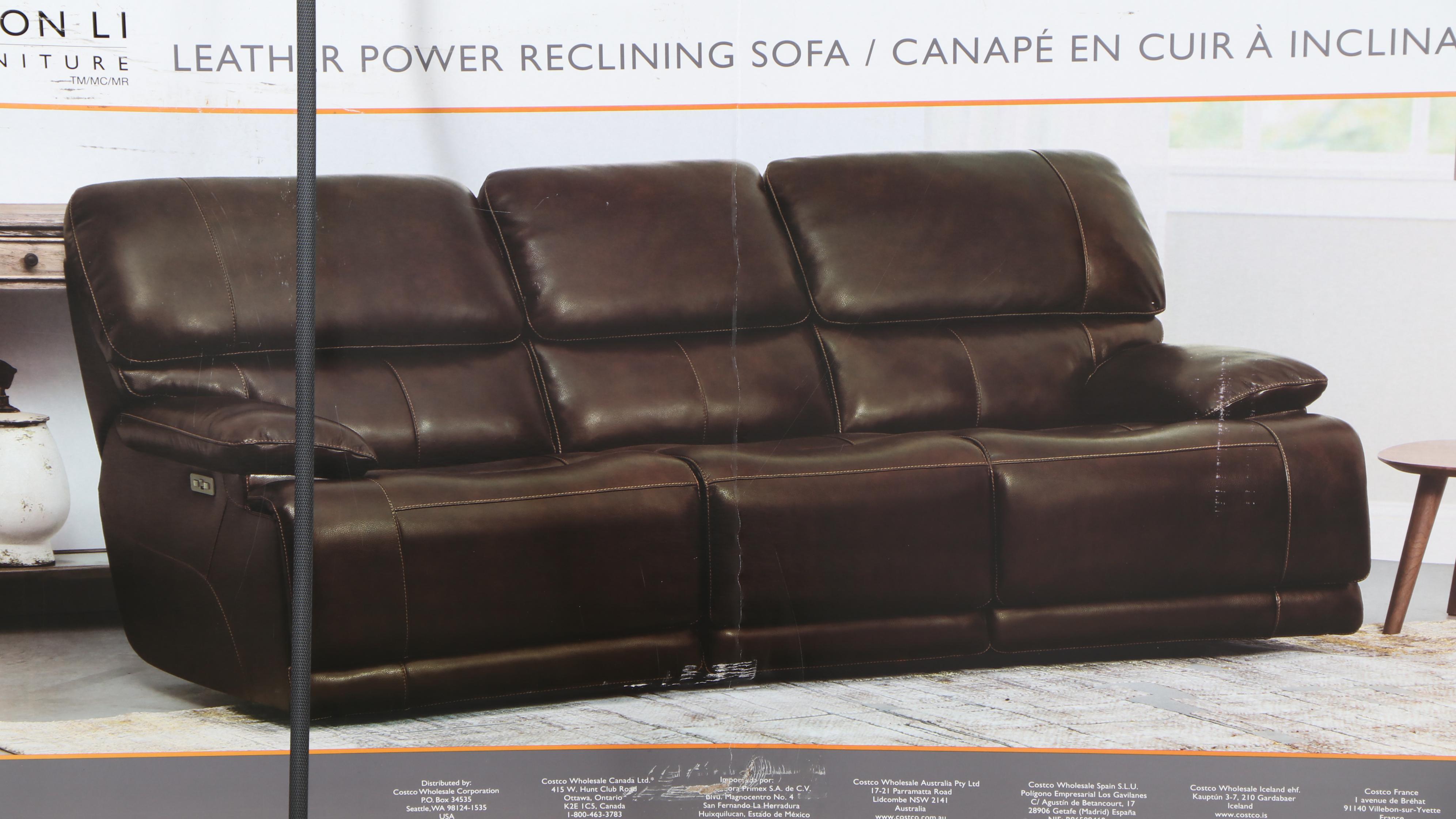 Simon Li "Aleena" Leather Power Reclining Sofa with Power Headrest