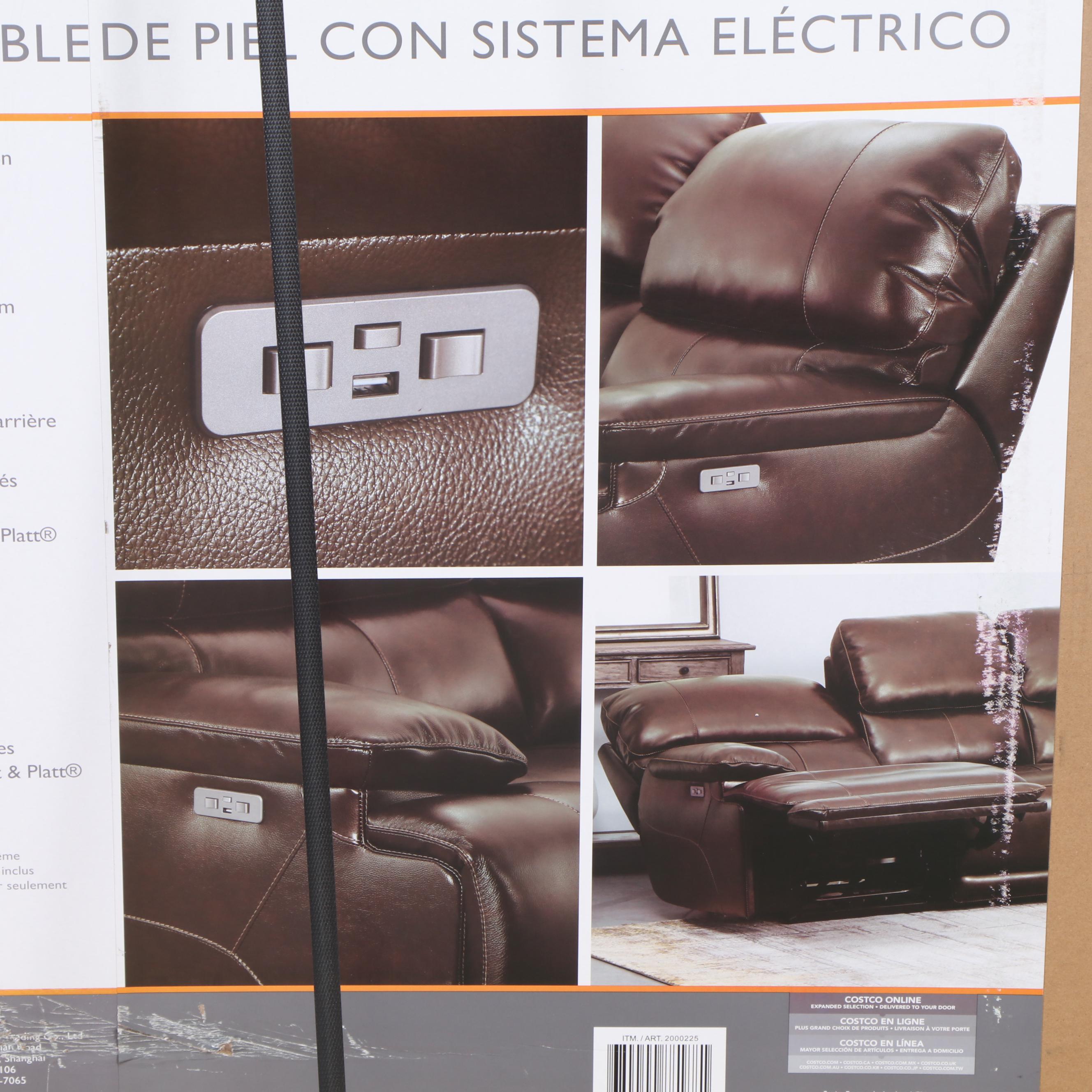 Simon Li "Aleena" Leather Power Reclining Sofa with Power Headrest