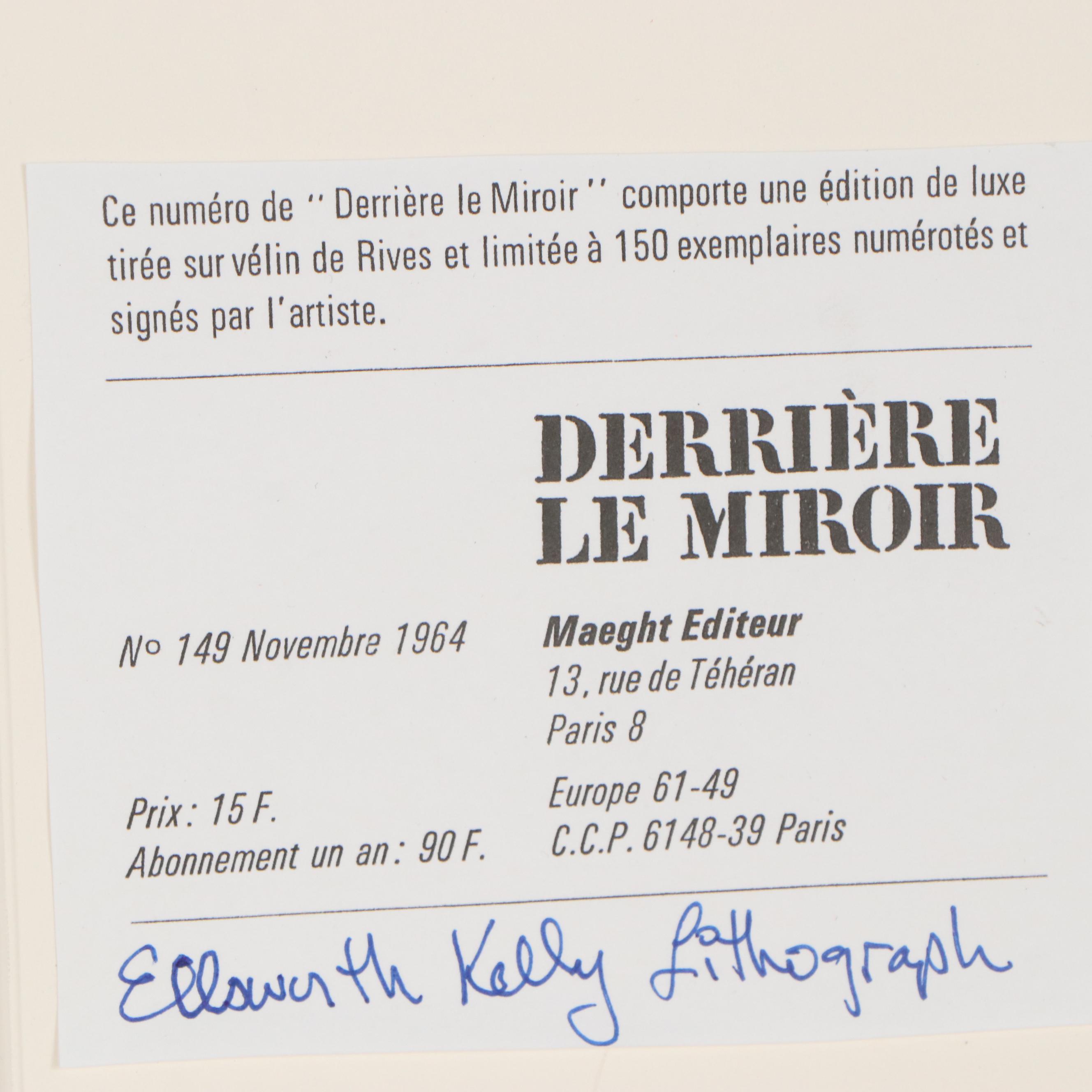 Ellsworth Kelly Double-Page Color Lithograph for "Derrière le Miroir," 1964