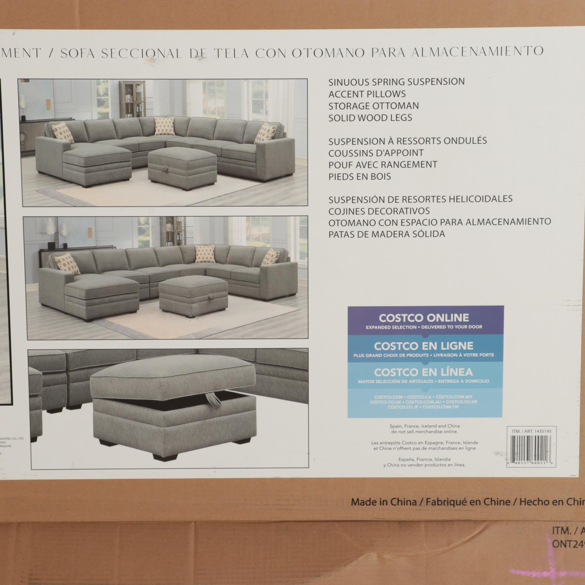 "Amberley" Modern Fabric Sectional with Storage Ottoman