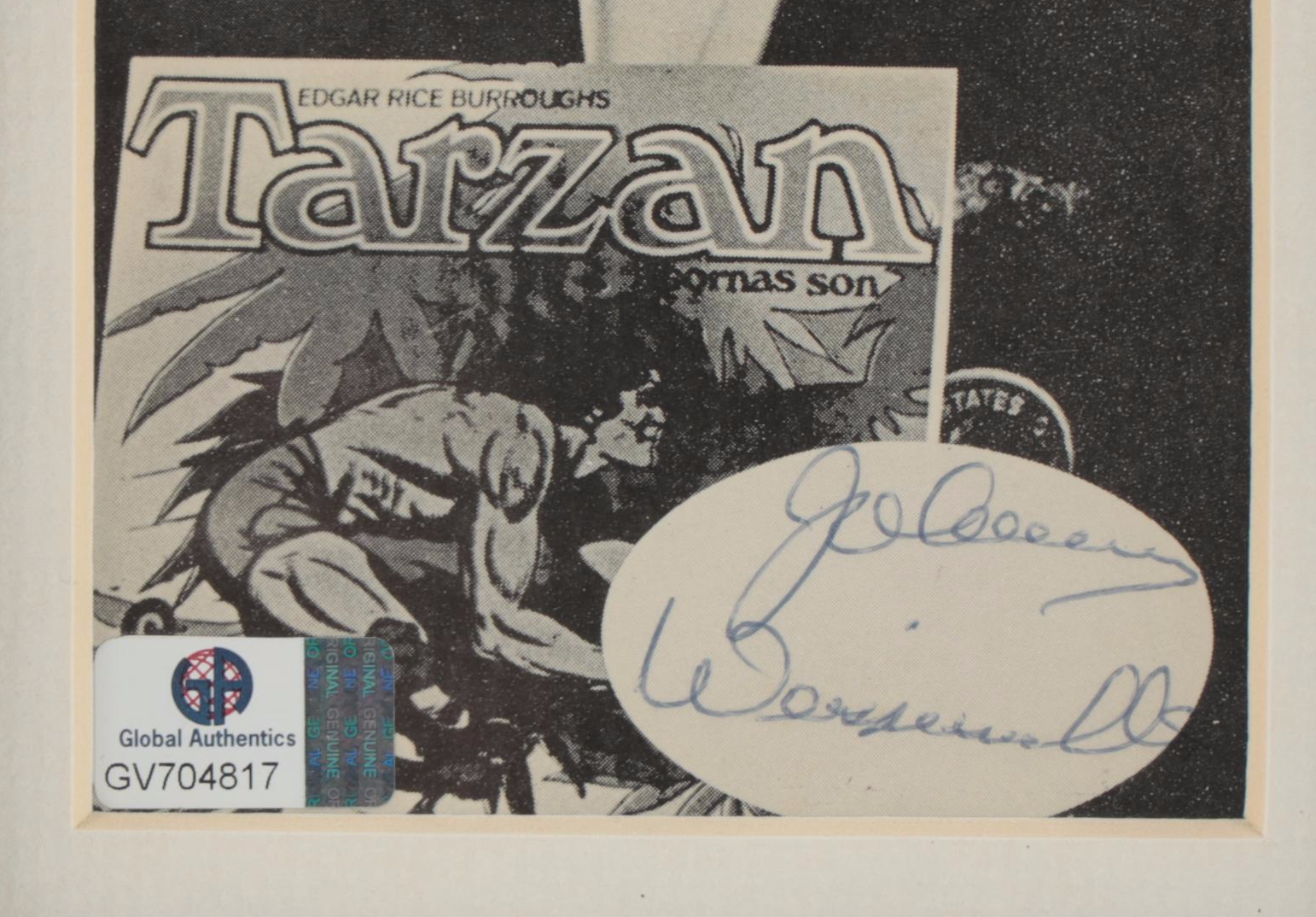 Johnny Weissmuller Signed "Tarzan" and Olympic Swimmer Photo Print, Global COA