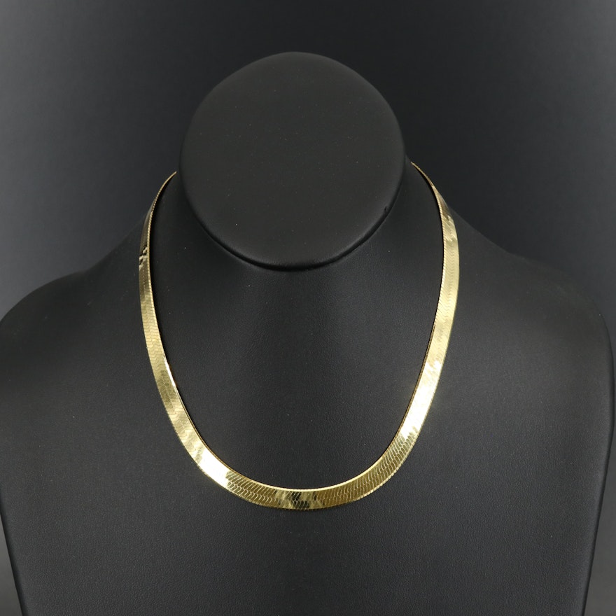 Sterling Herringbone Chain Necklace