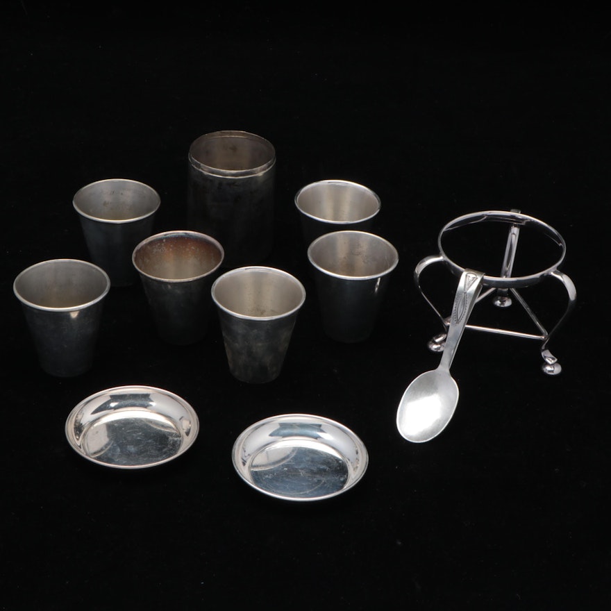 Gorham Sterling Silver Butter Pats, Silver Navajo Feeding Spoon and More