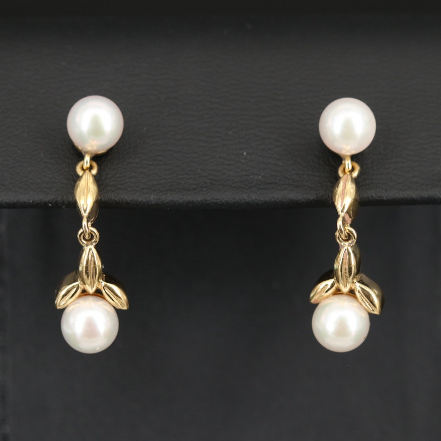 18K Pearl Drop Earrings