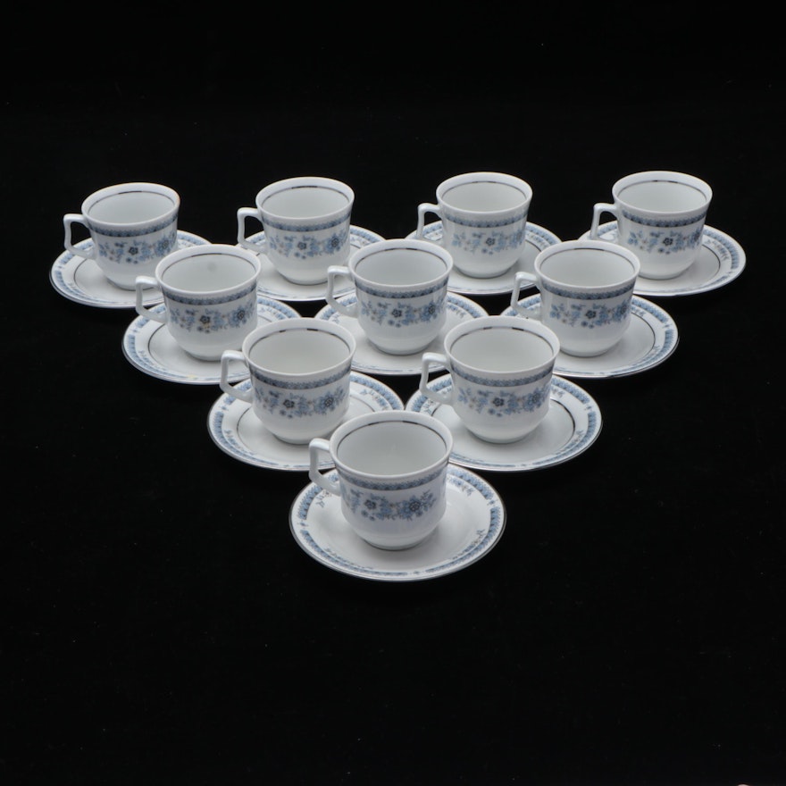 JL Menau and Henneberg Porzellan Demitasse Cups and Saucers