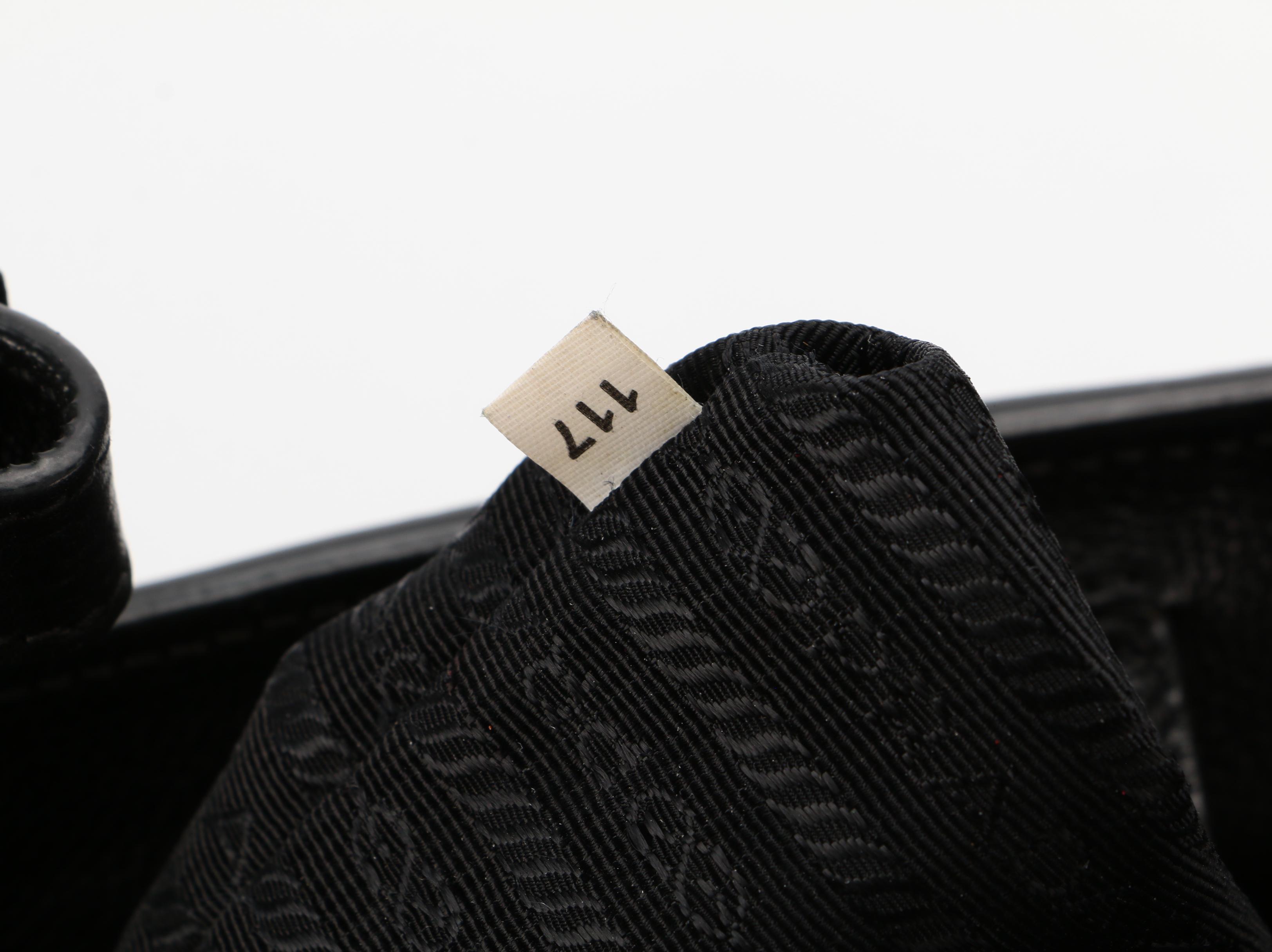 Prada Large Convertible Satchel in Black and Navy Leather