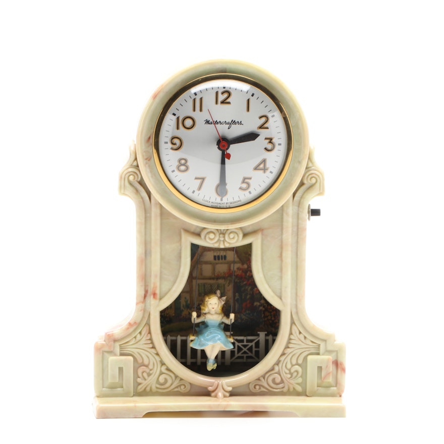 MasterCrafters "Swingtime" Illuminated Swing Mantel Clock, 1950s