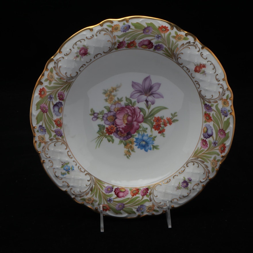 Schumann "Empress Dresden Flowers" Porcelain Bowl, Mid to Late 20th Century