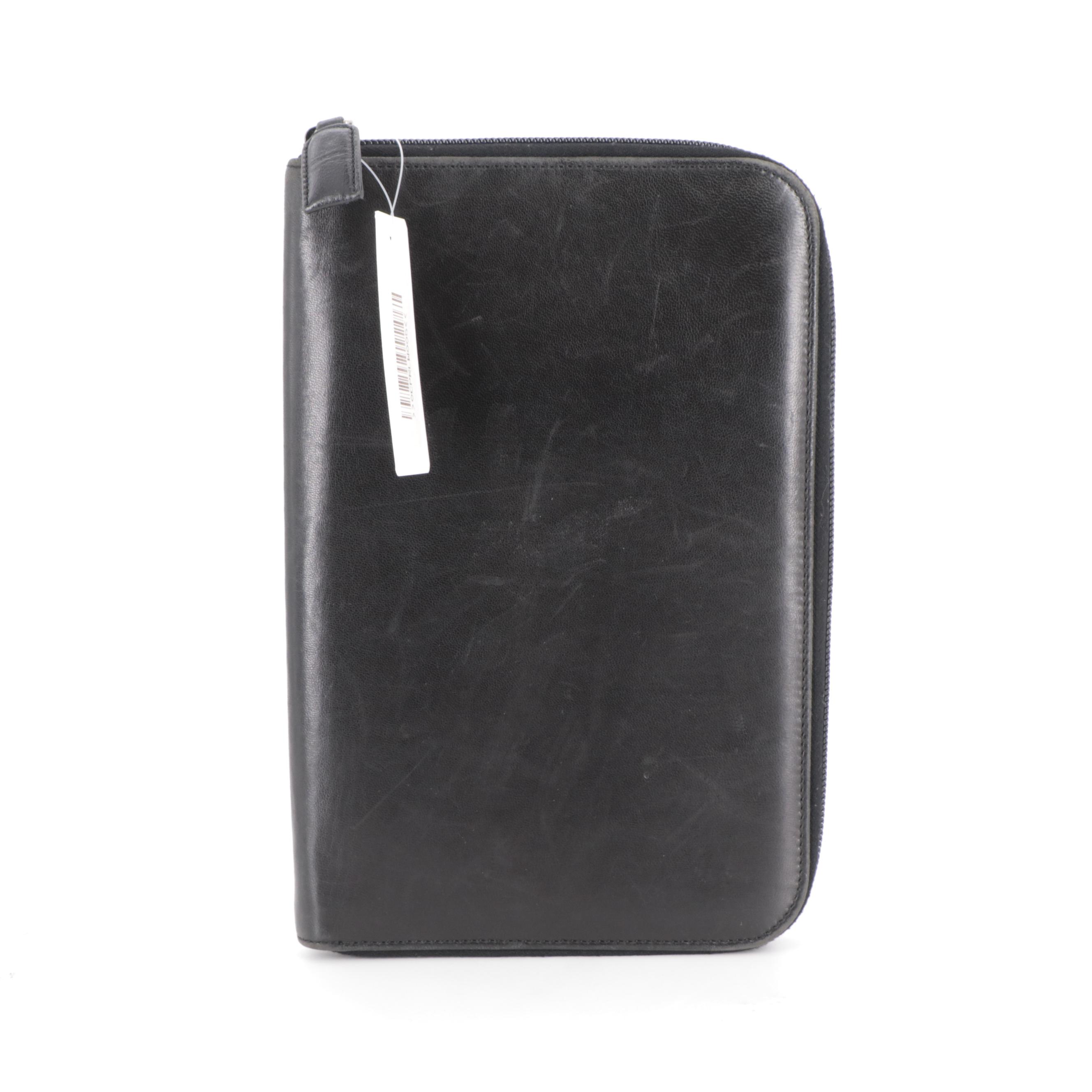 Prada Zipper Organizer in Black Smooth Leather