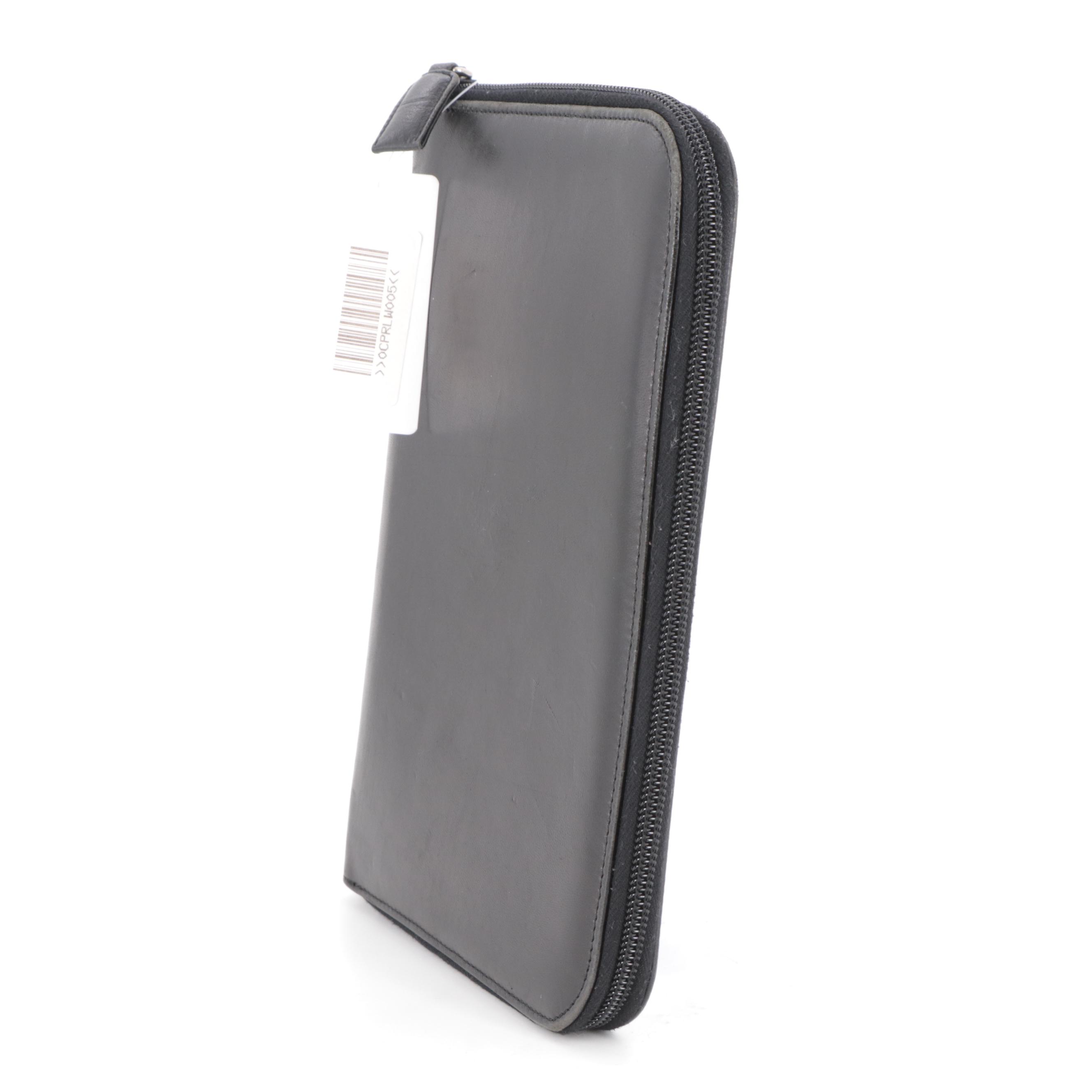Prada Zipper Organizer in Black Smooth Leather