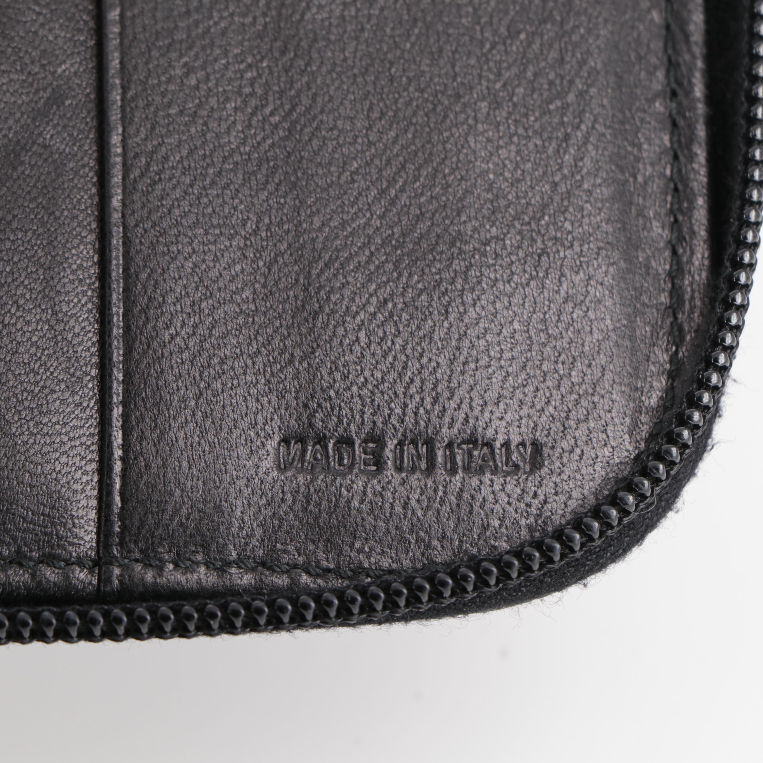 Prada Zipper Organizer in Black Smooth Leather
