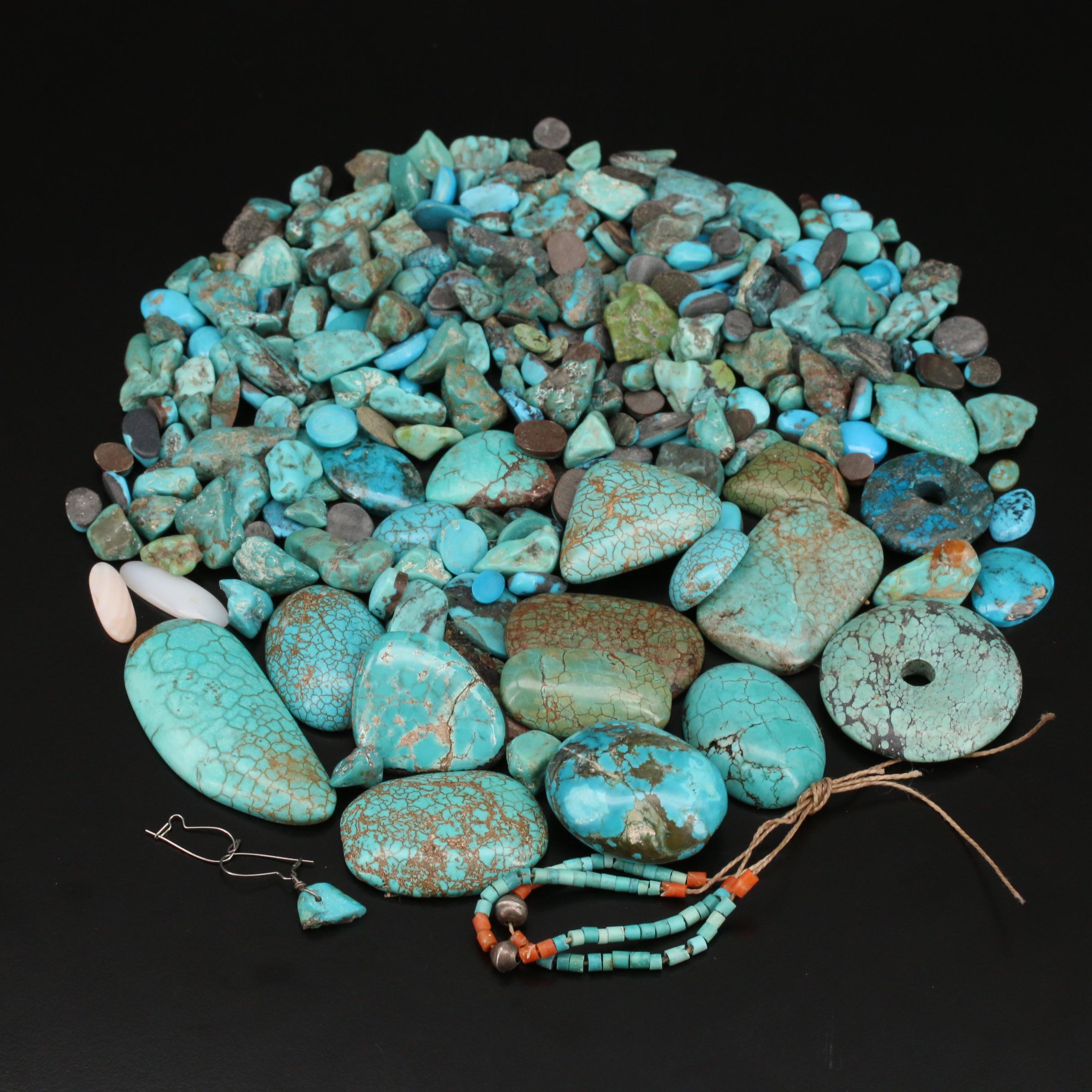Loose Tumbled Rough and Mixed Turquoise and Magnesite Cabochons