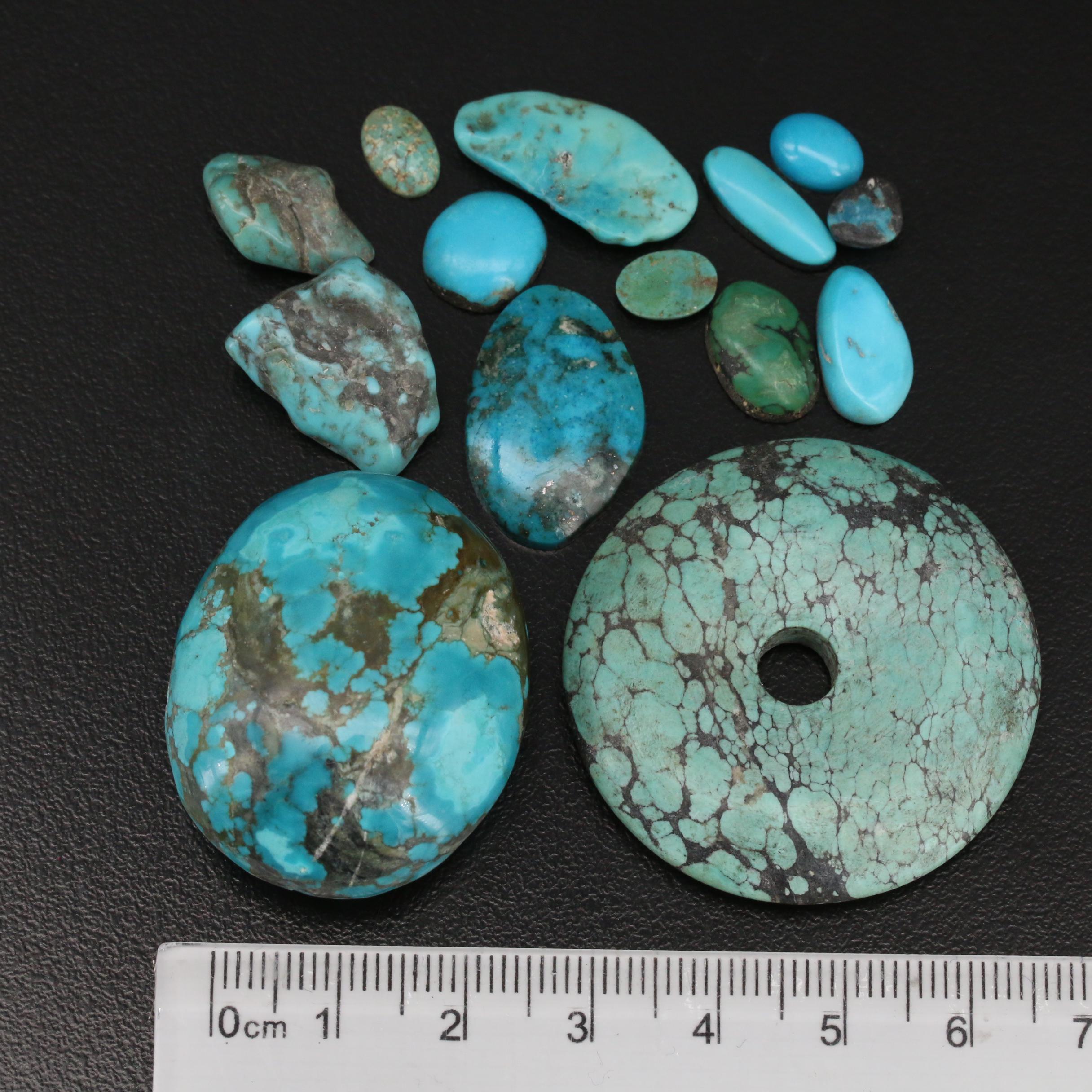 Loose Tumbled Rough and Mixed Turquoise and Magnesite Cabochons