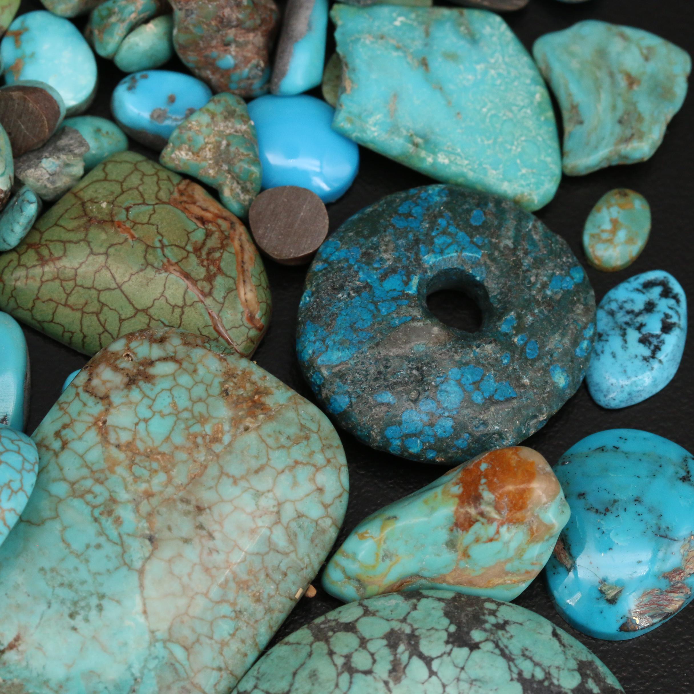 Loose Tumbled Rough and Mixed Turquoise and Magnesite Cabochons