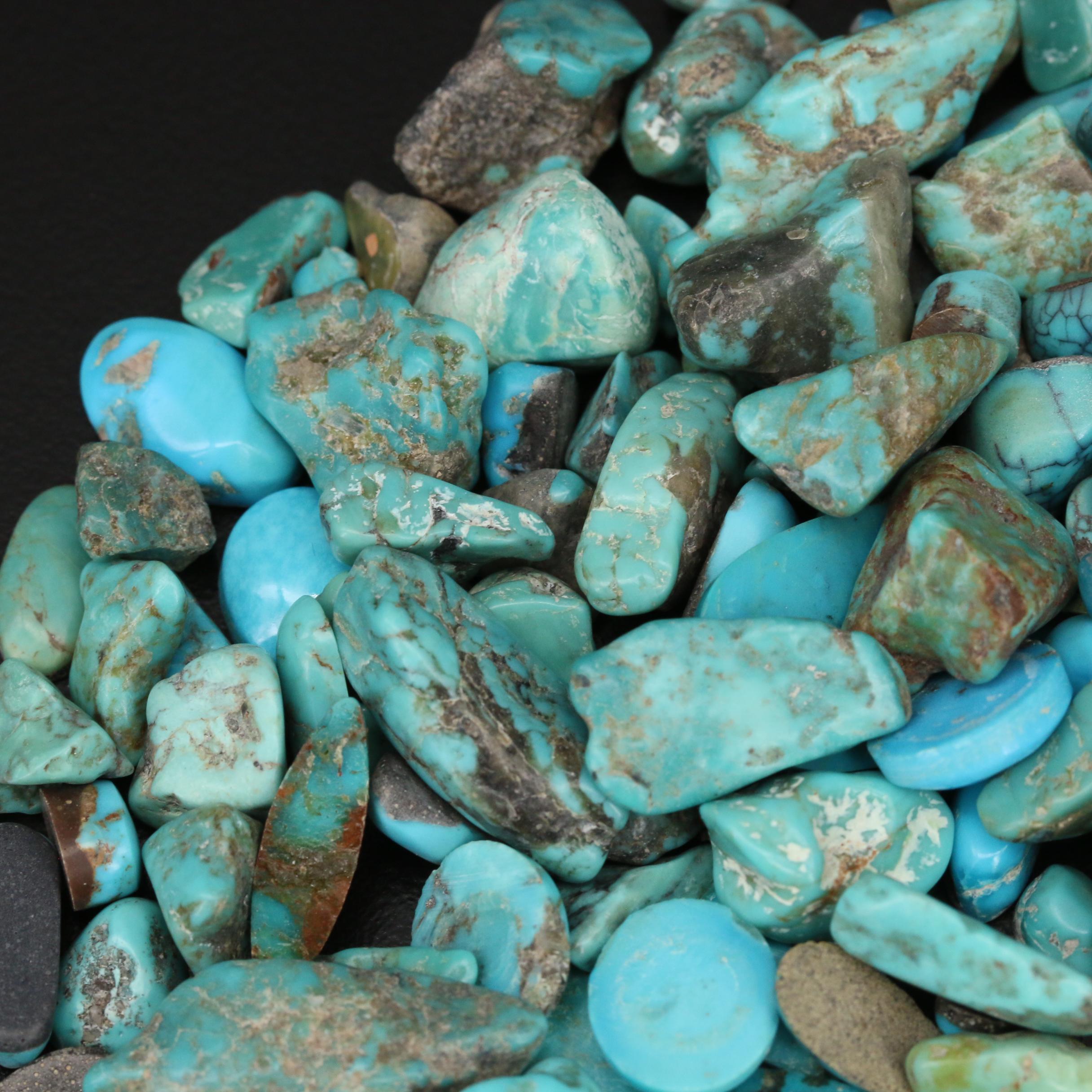 Loose Tumbled Rough and Mixed Turquoise and Magnesite Cabochons