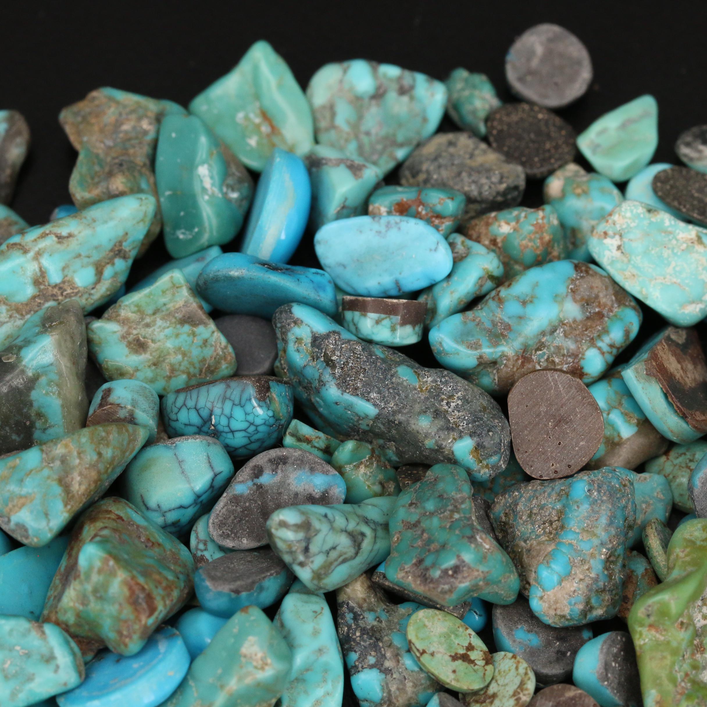 Loose Tumbled Rough and Mixed Turquoise and Magnesite Cabochons
