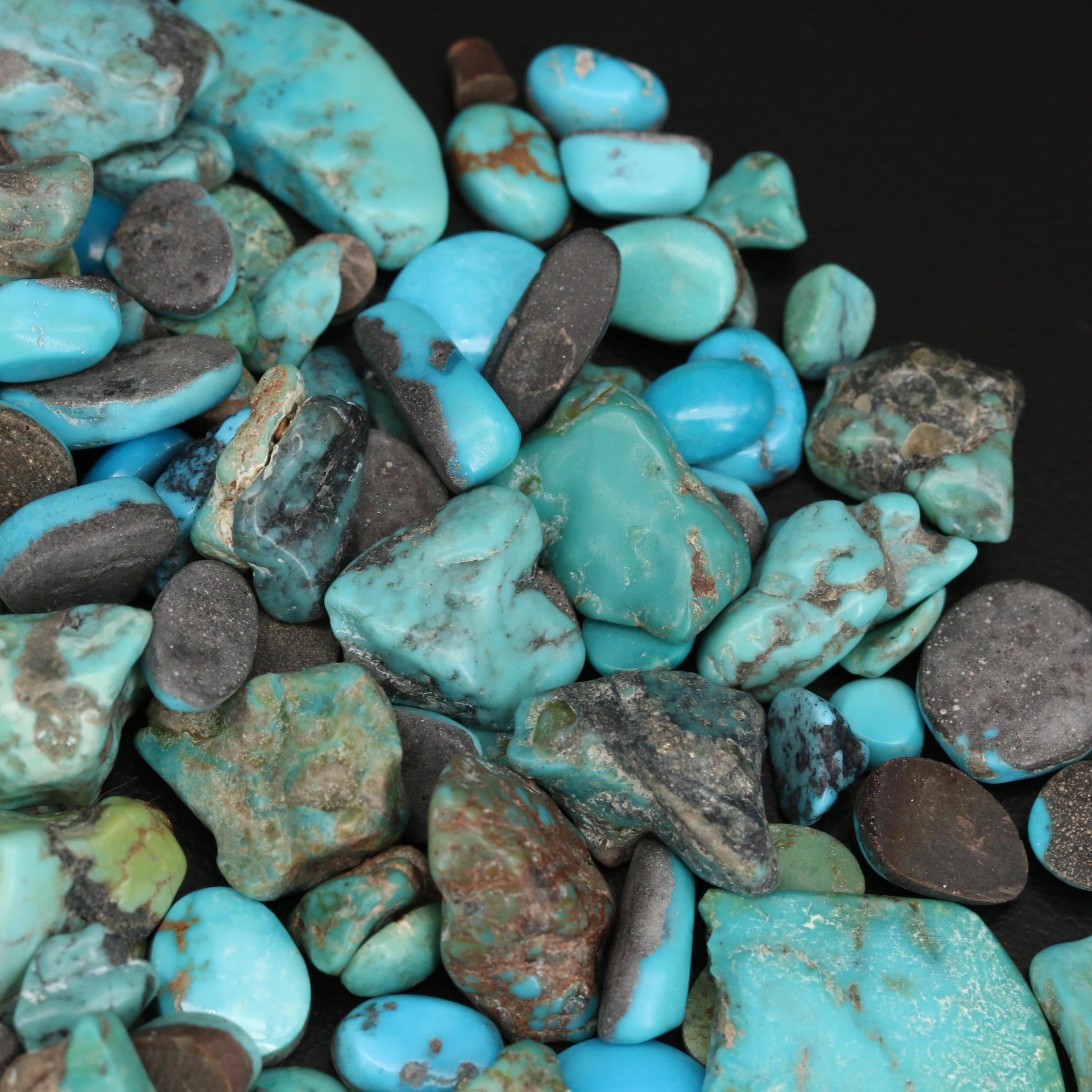 Loose Tumbled Rough and Mixed Turquoise and Magnesite Cabochons