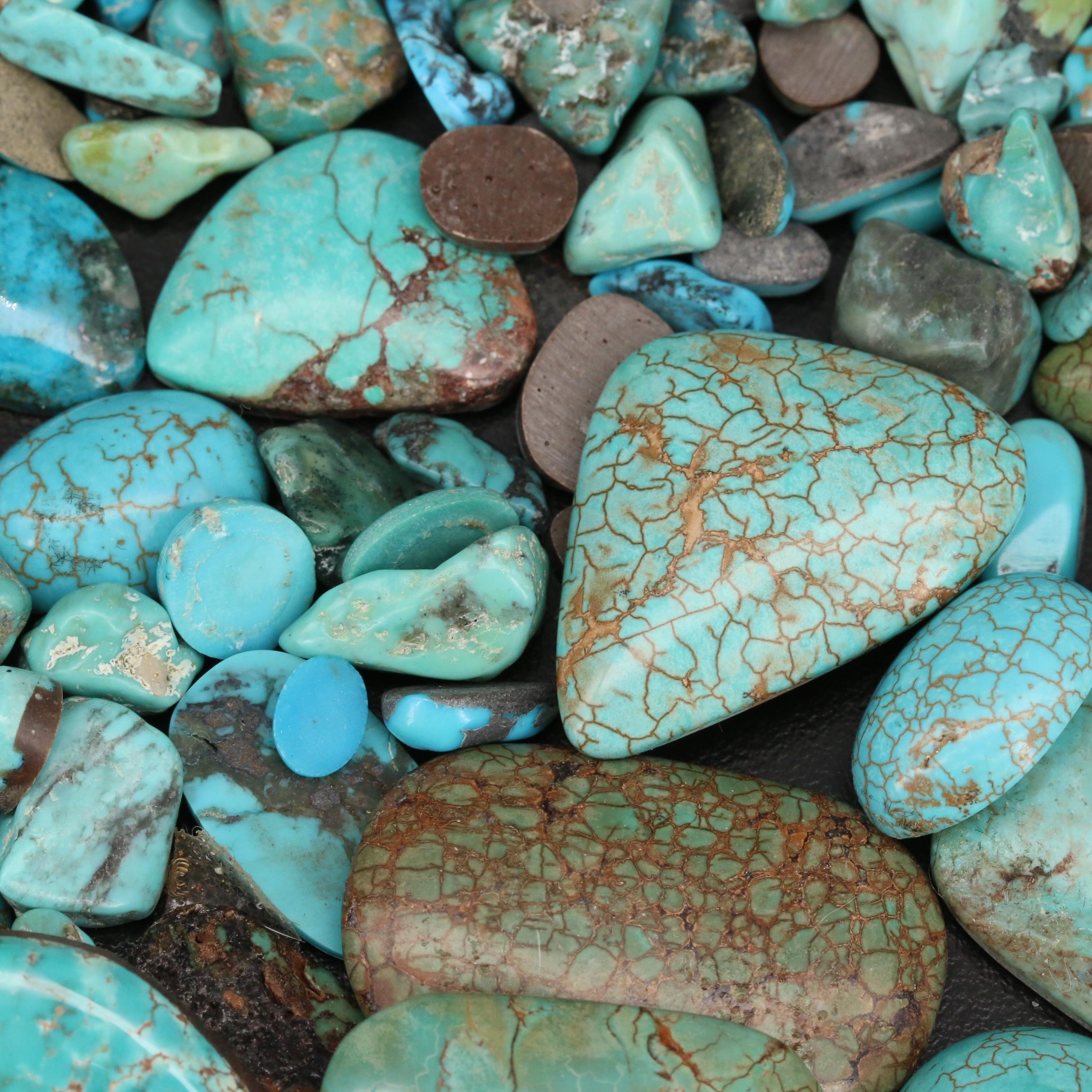 Loose Tumbled Rough and Mixed Turquoise and Magnesite Cabochons