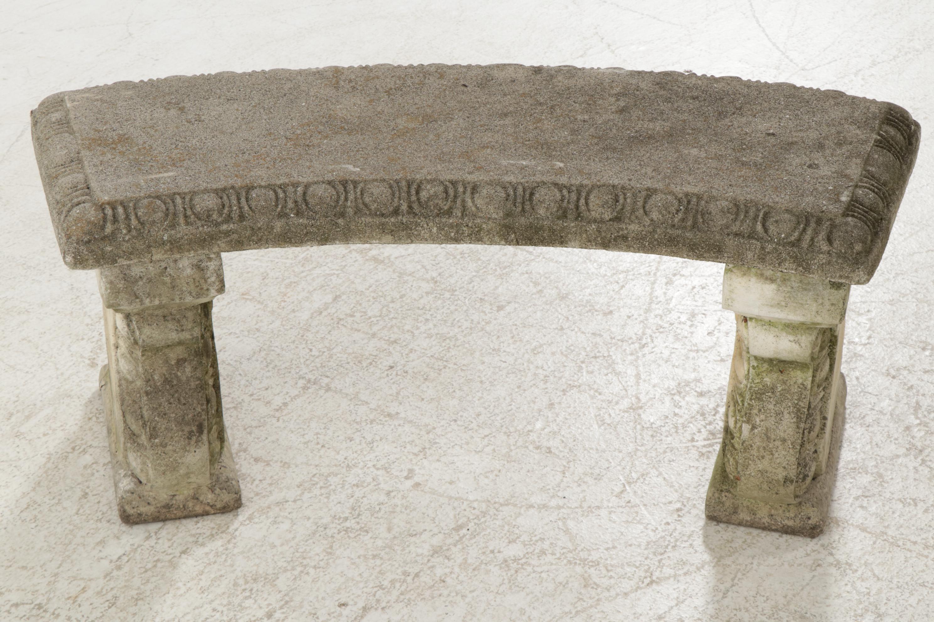 Cast Concrete Curved Garden Bench
