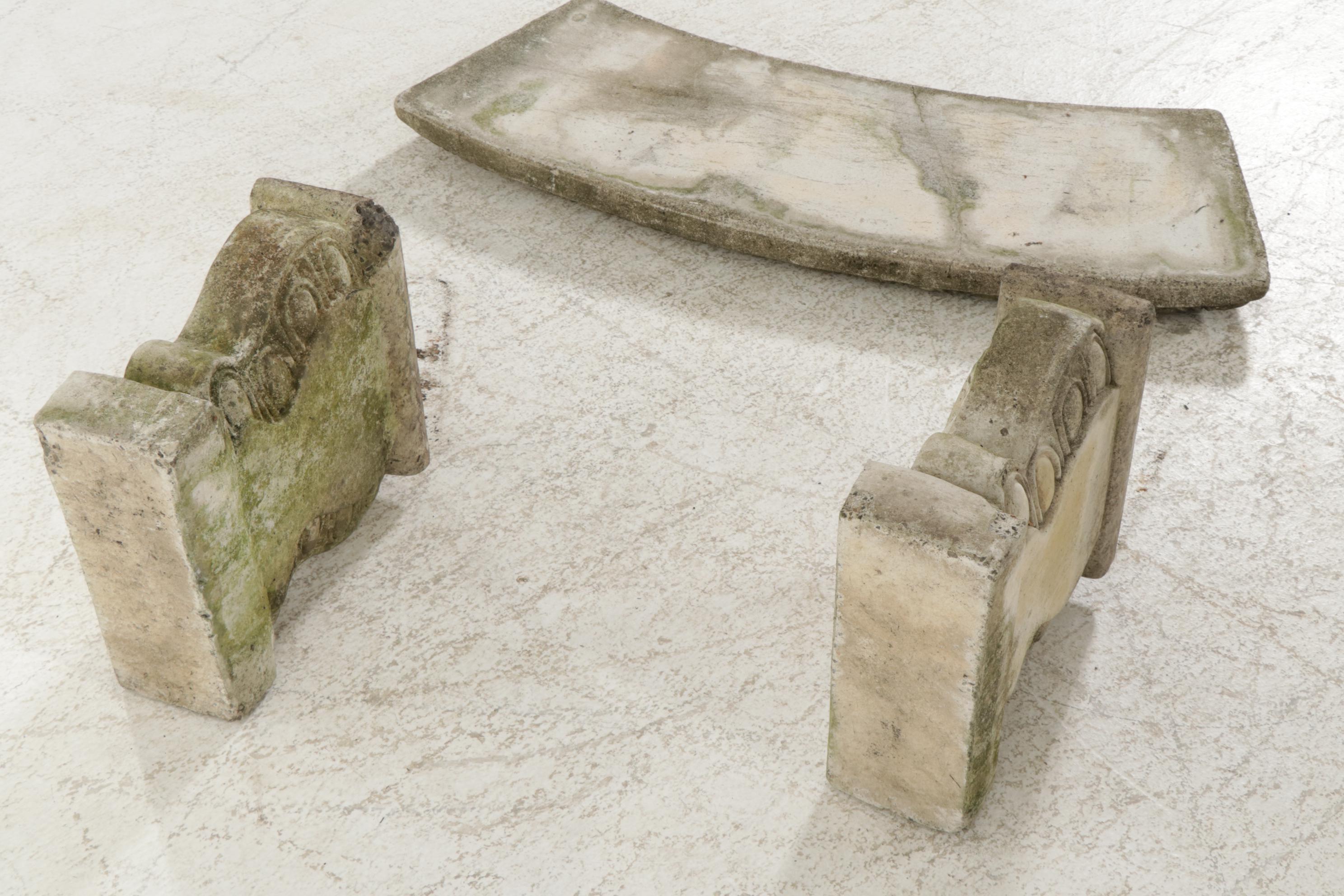 Cast Concrete Curved Garden Bench