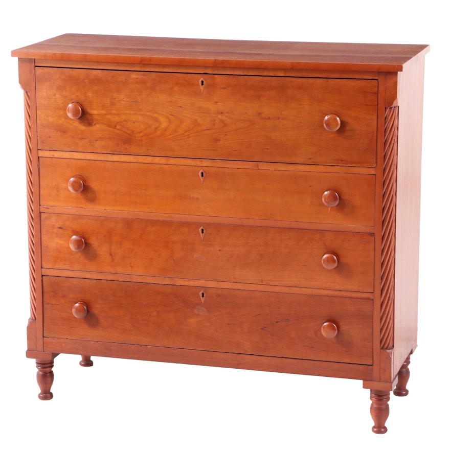 Late Federal Cherrywood Four-Drawer Chest, Second Quarter 19th Century