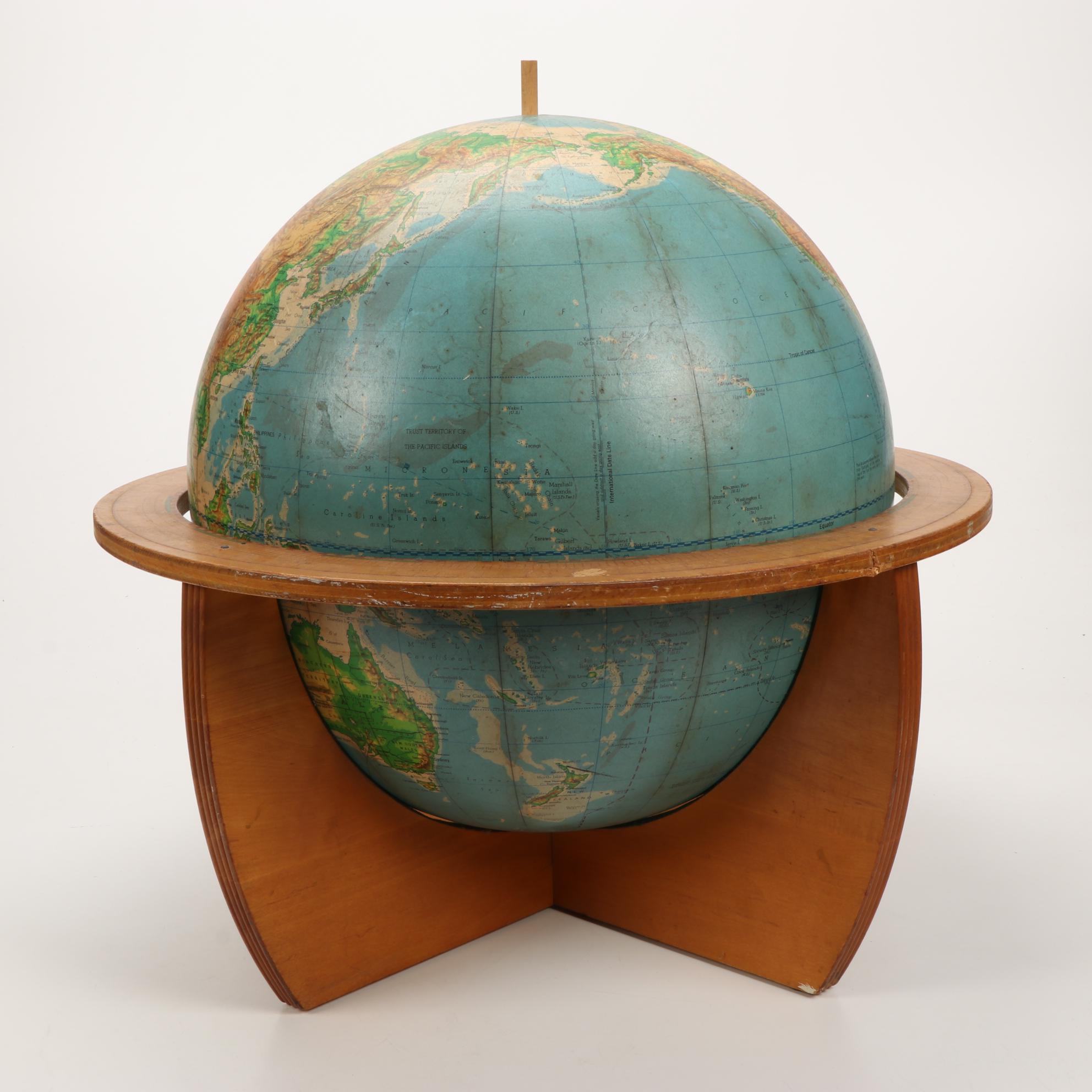 Cartocraft Physical-Political 16" Globe, Mid 20th Century
