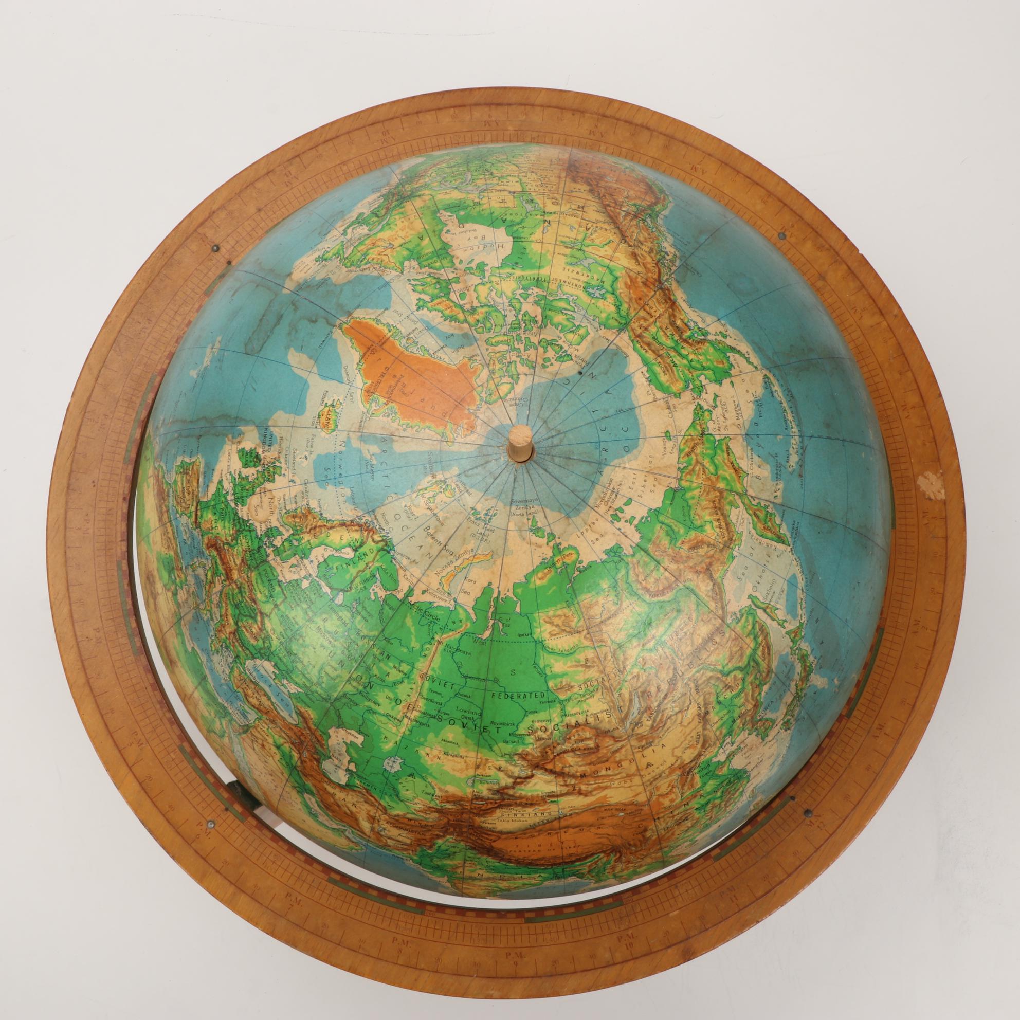 Cartocraft Physical-Political 16" Globe, Mid 20th Century