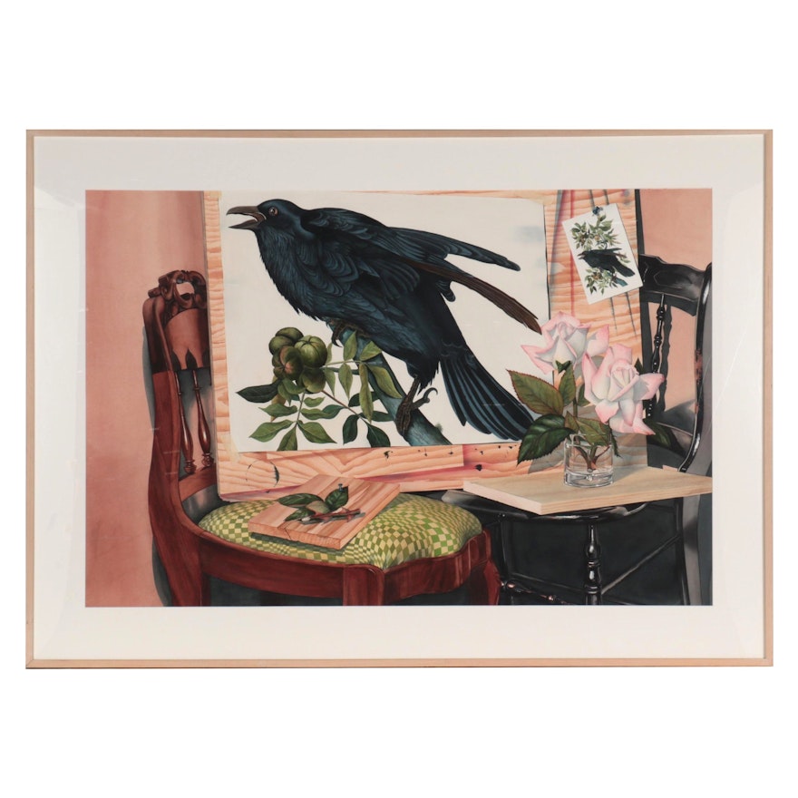 Bernard Palchick Large-Scale Watercolor Painting "Phoenix," 1988