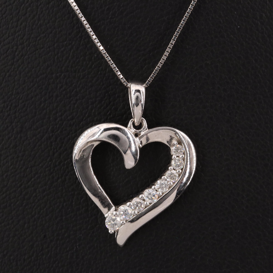 10K Diamond Heart Pendant on 14K Chain Necklace