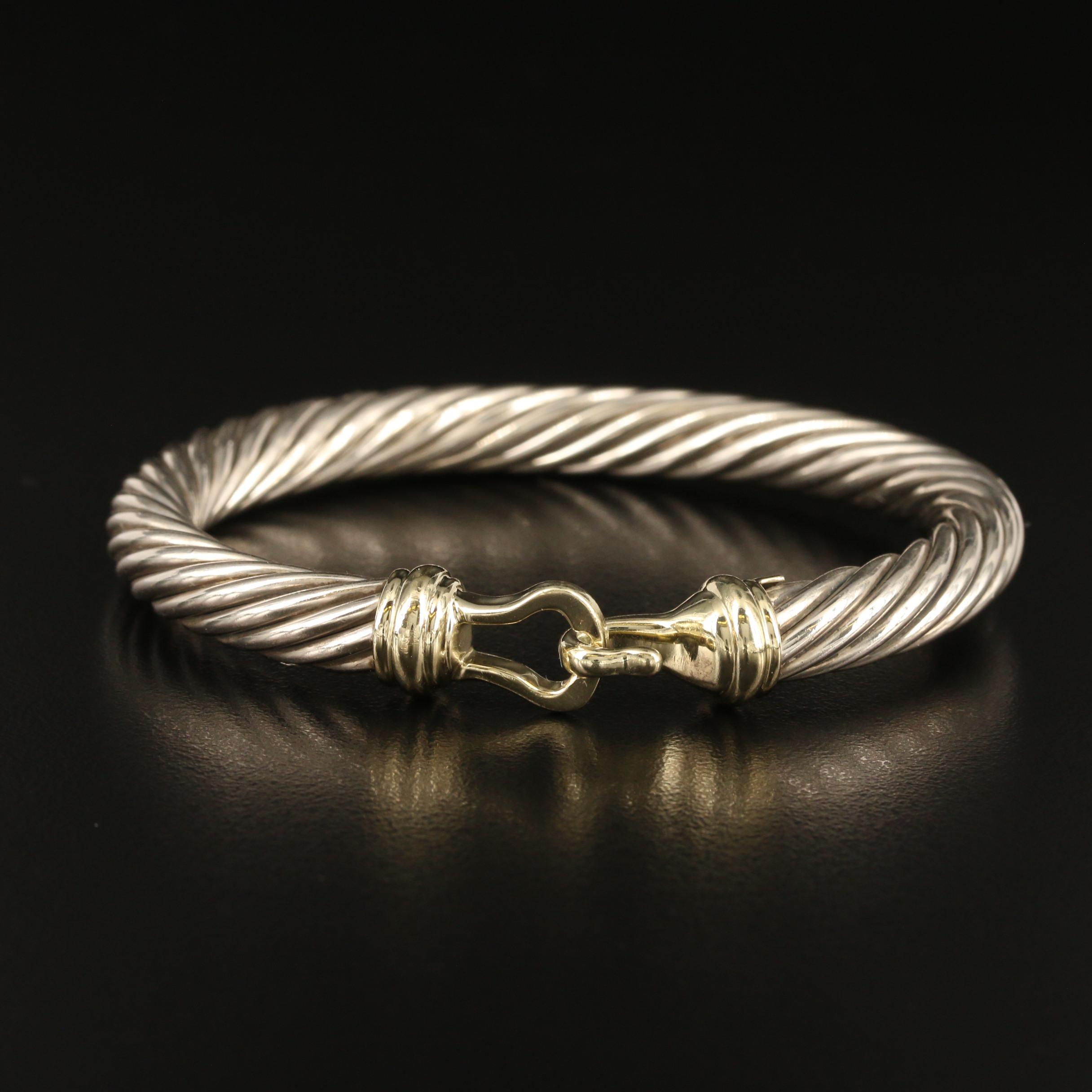 David Yurman "Cable Classics" Sterling Buckle Bracelet with 14K Accent