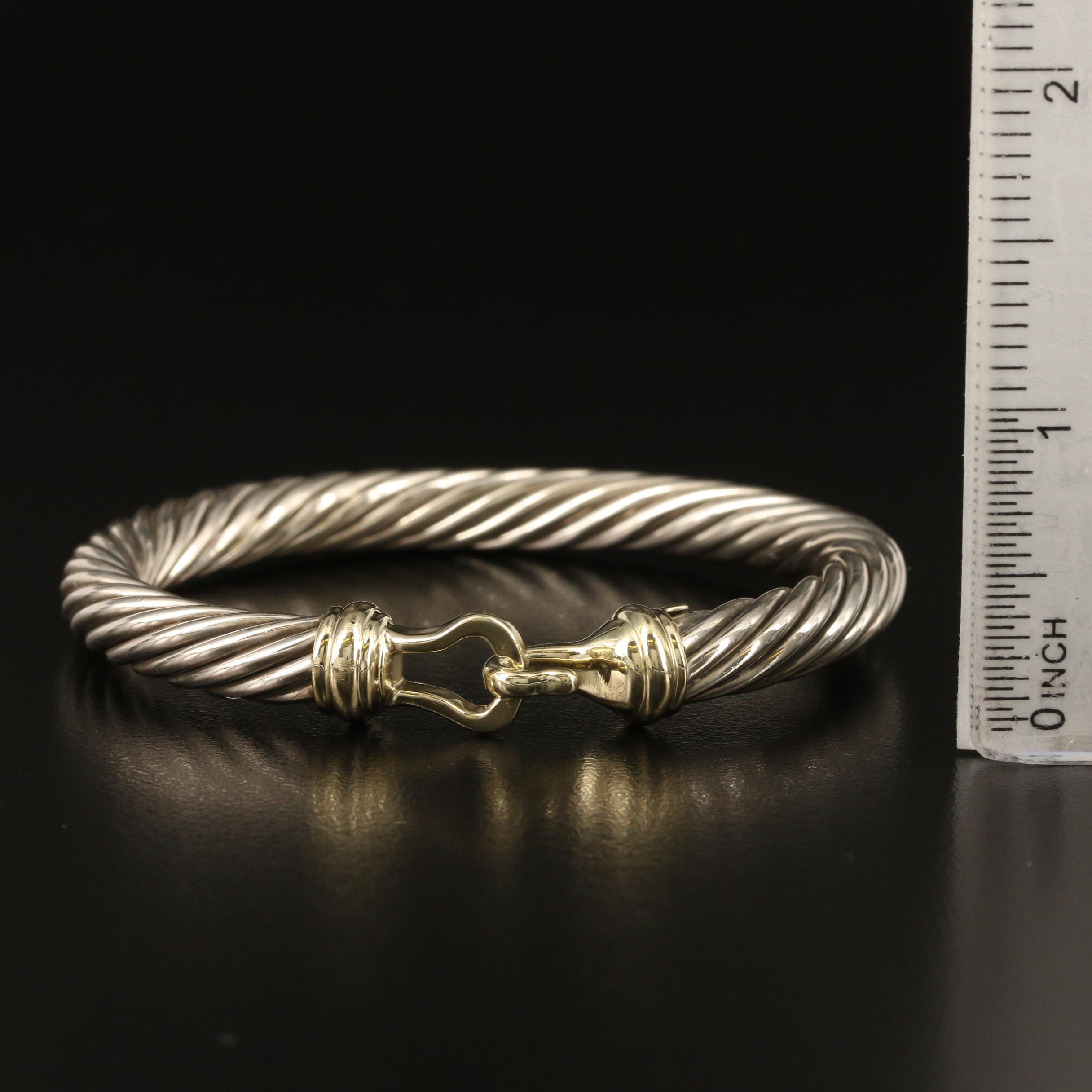 David Yurman "Cable Classics" Sterling Buckle Bracelet with 14K Accent