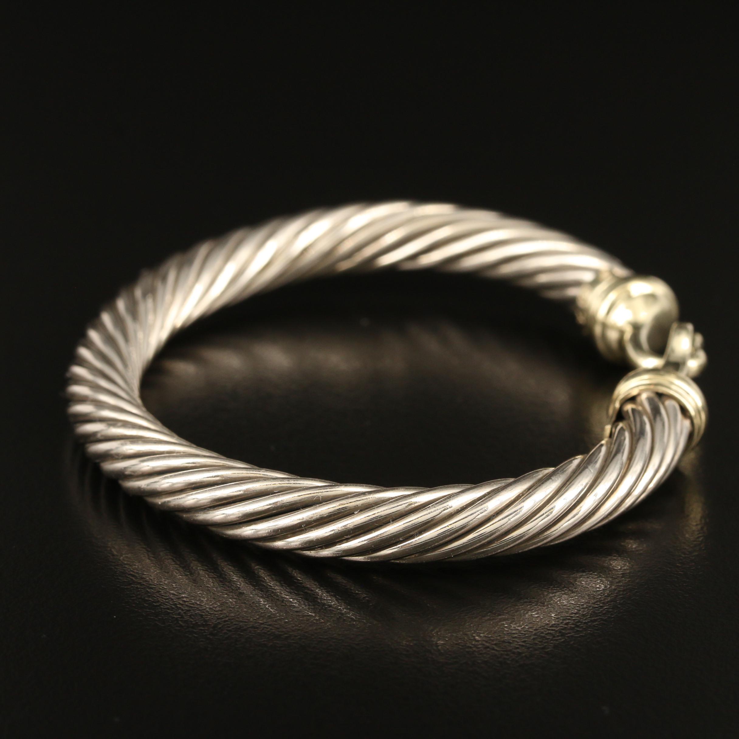 David Yurman "Cable Classics" Sterling Buckle Bracelet with 14K Accent