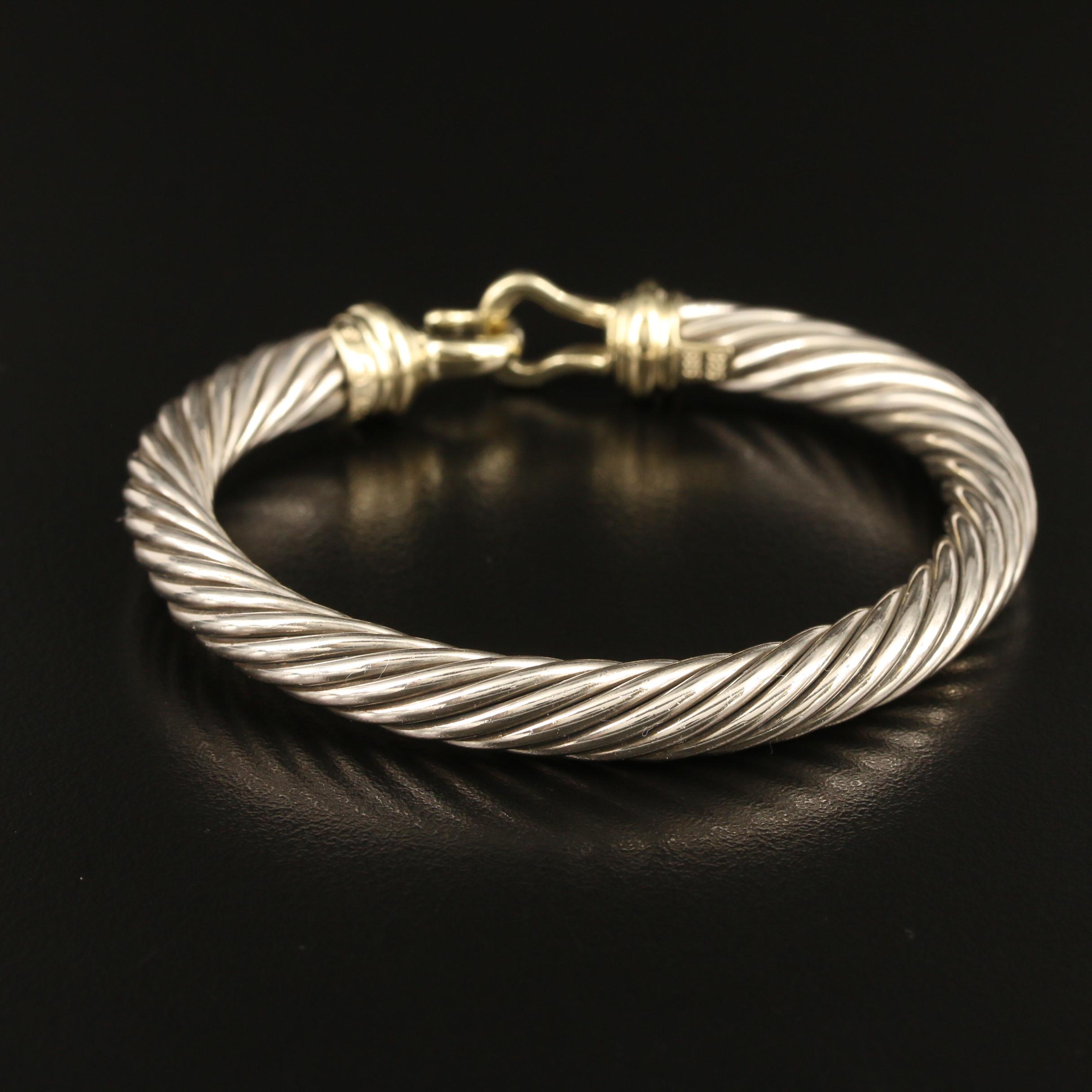David Yurman "Cable Classics" Sterling Buckle Bracelet with 14K Accent
