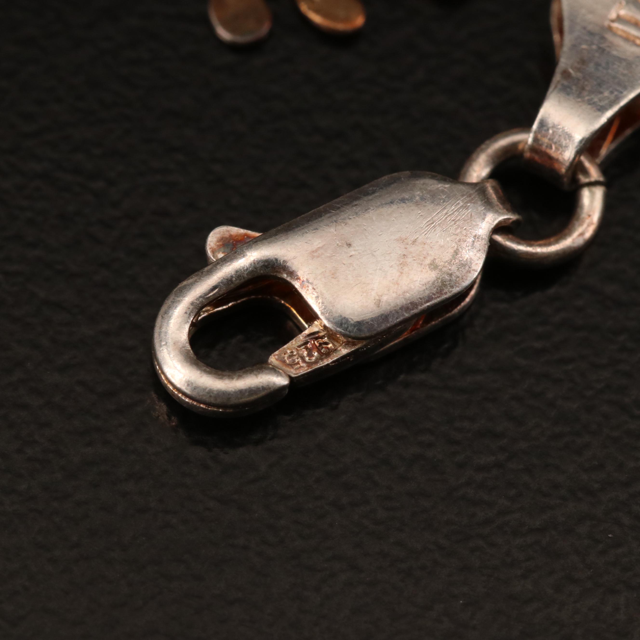 Sterling Silver Charm Bracelet Including Rhinestones and Enamel