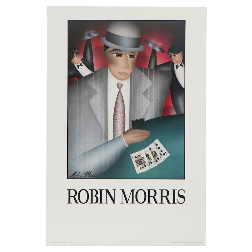 Offset Lithograph After Robin Morris "Poker Face," 1991
