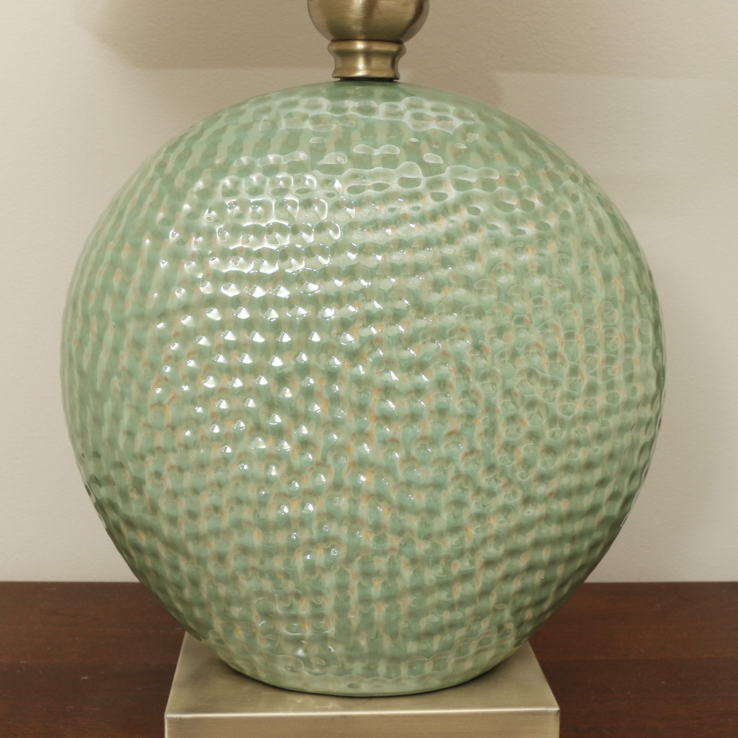 Uttermost "Destin" Disc-Shaped Green Ceramic Table Lamps, Pair