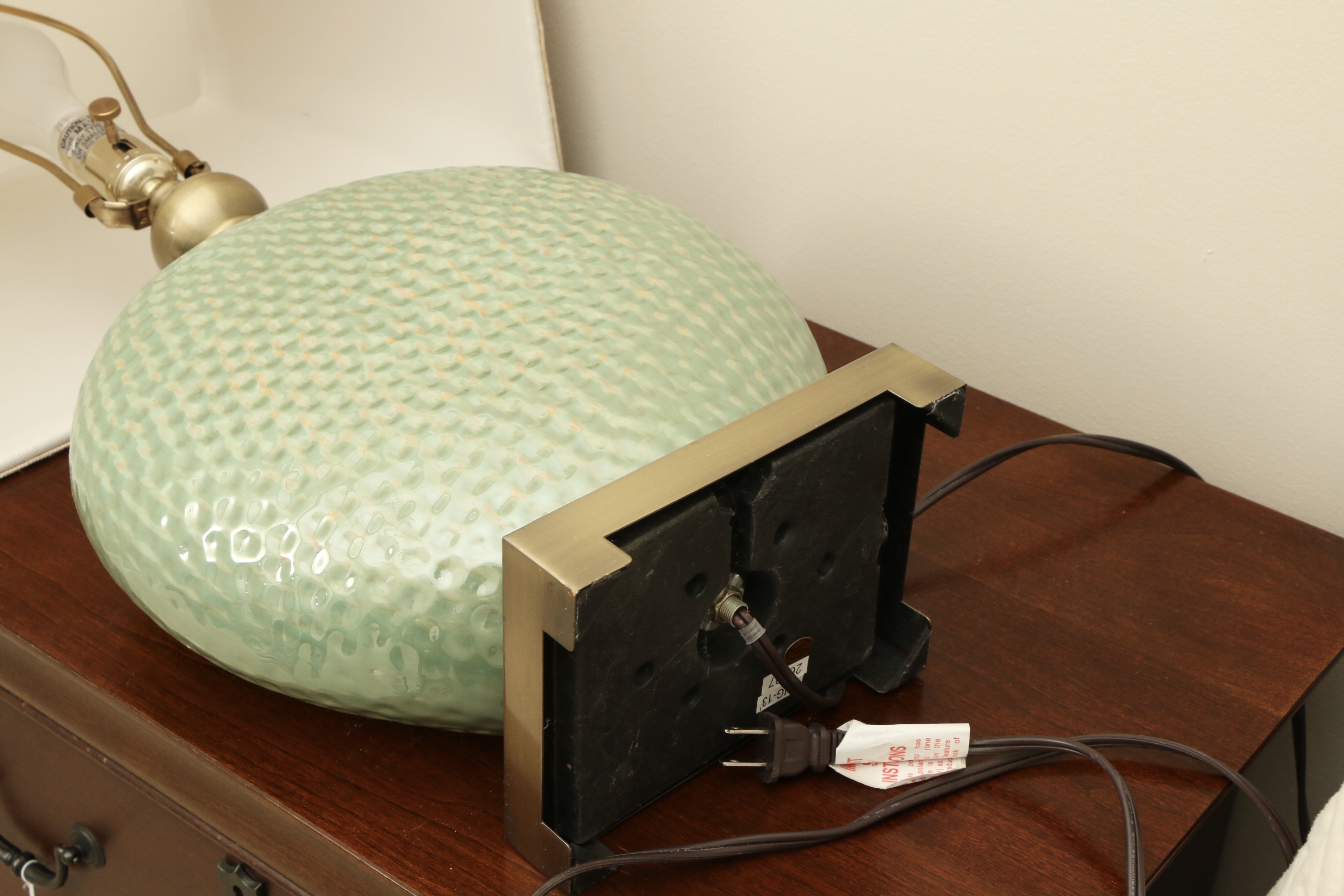 Uttermost "Destin" Disc-Shaped Green Ceramic Table Lamps, Pair