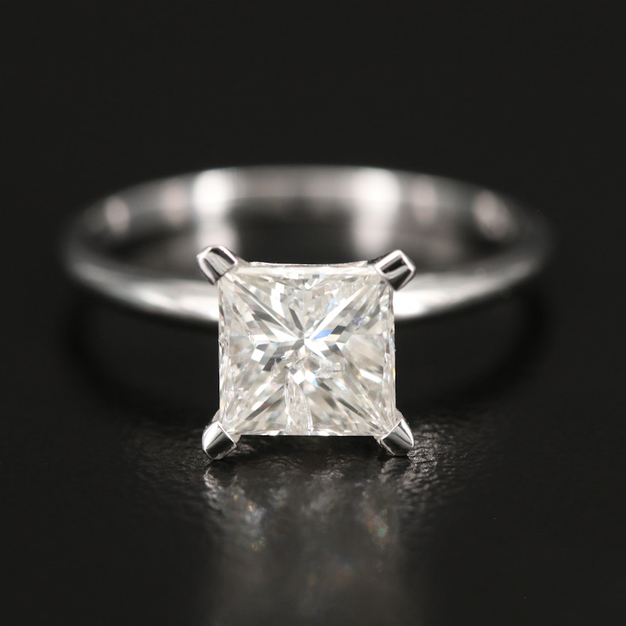 14K 1.67 CT Princess Cut Diamond Solitaire Ring
