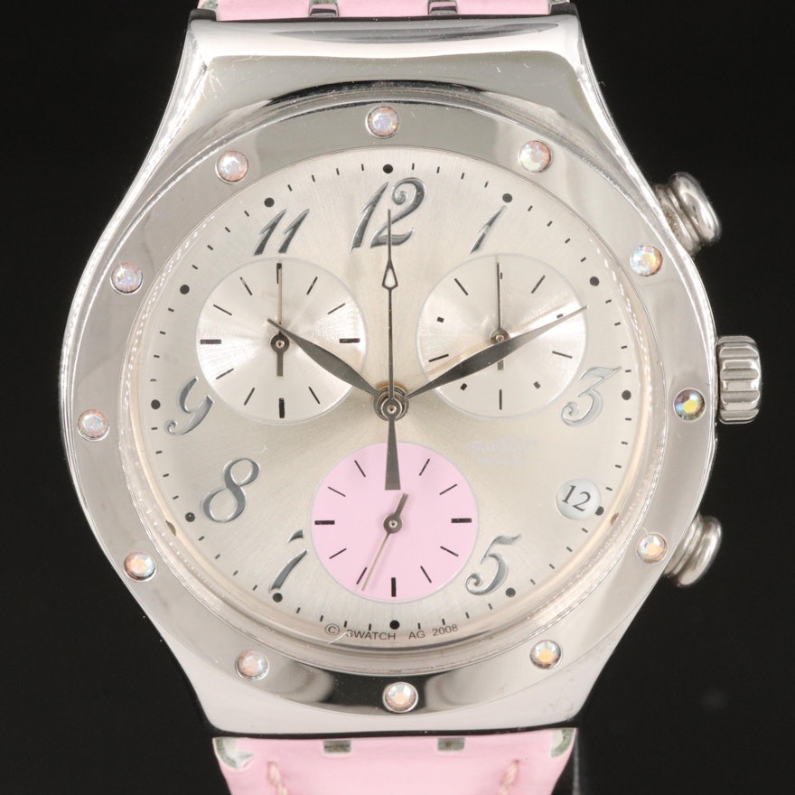 Swatch Irony Time In Rose Chrono Stainless Steel Wristwatch