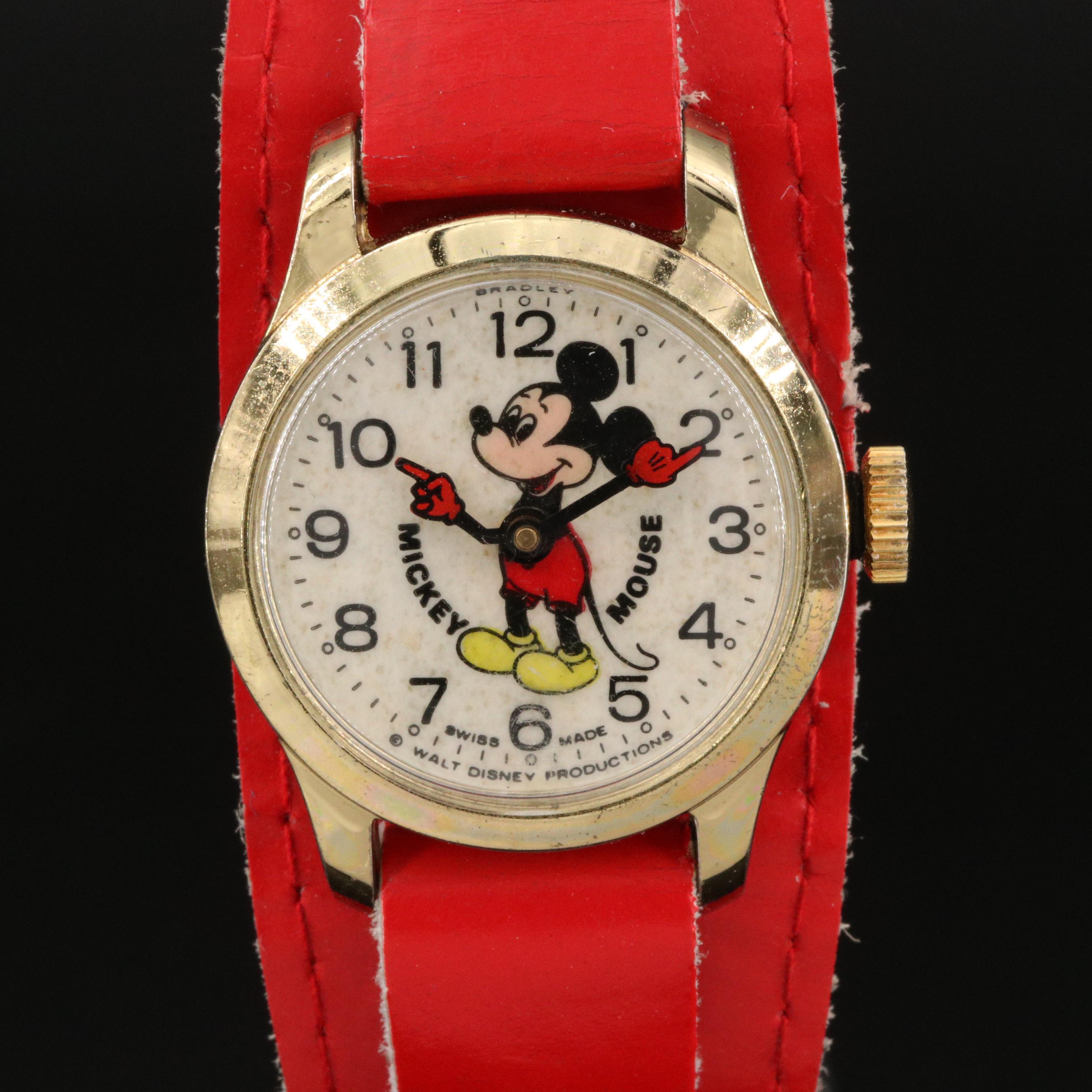Vintage Bradley Time Mickey Mouse Gold Tone Watch