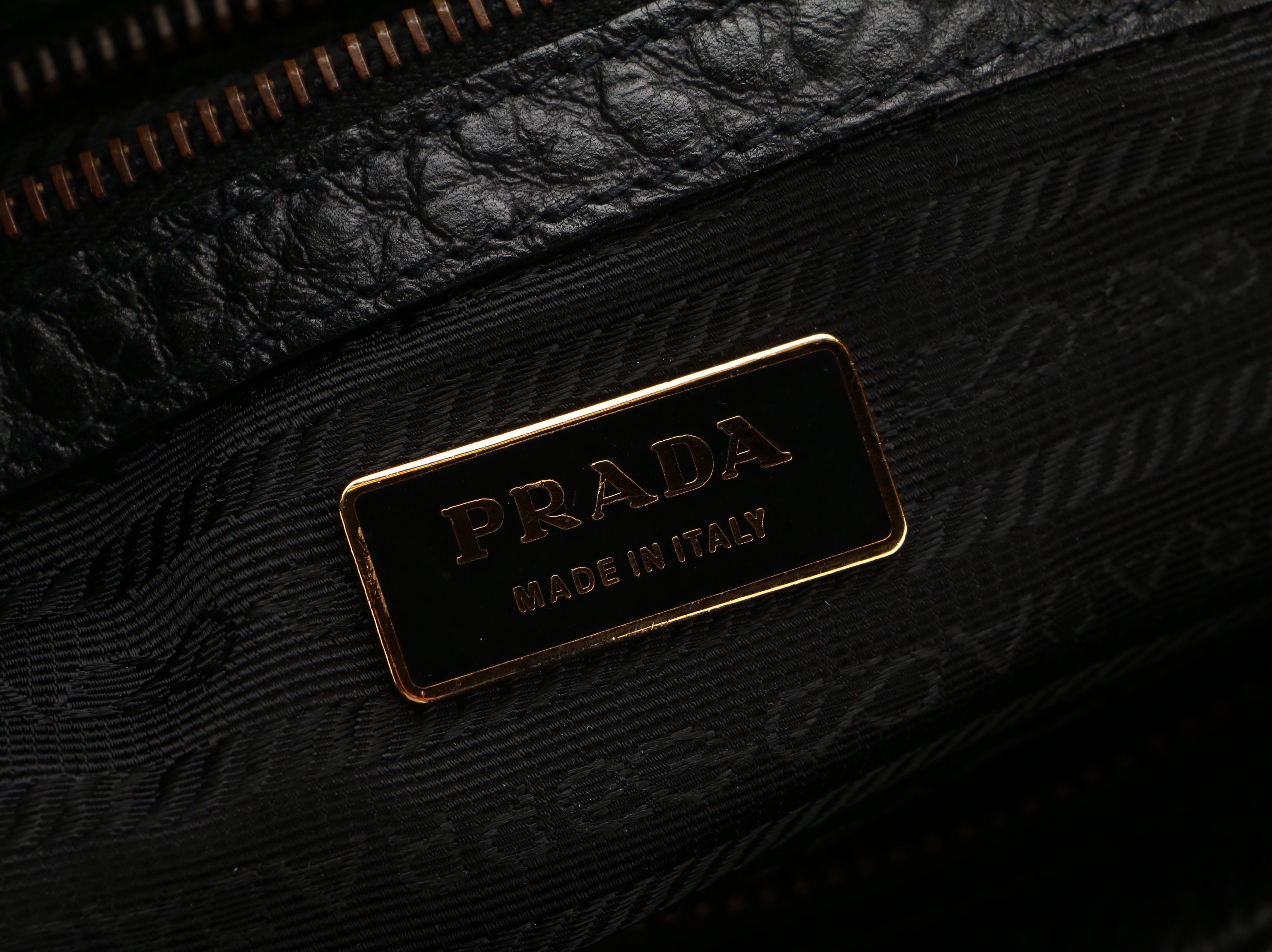 Prada Black Nylon and Grained Leather Shoulder Bag