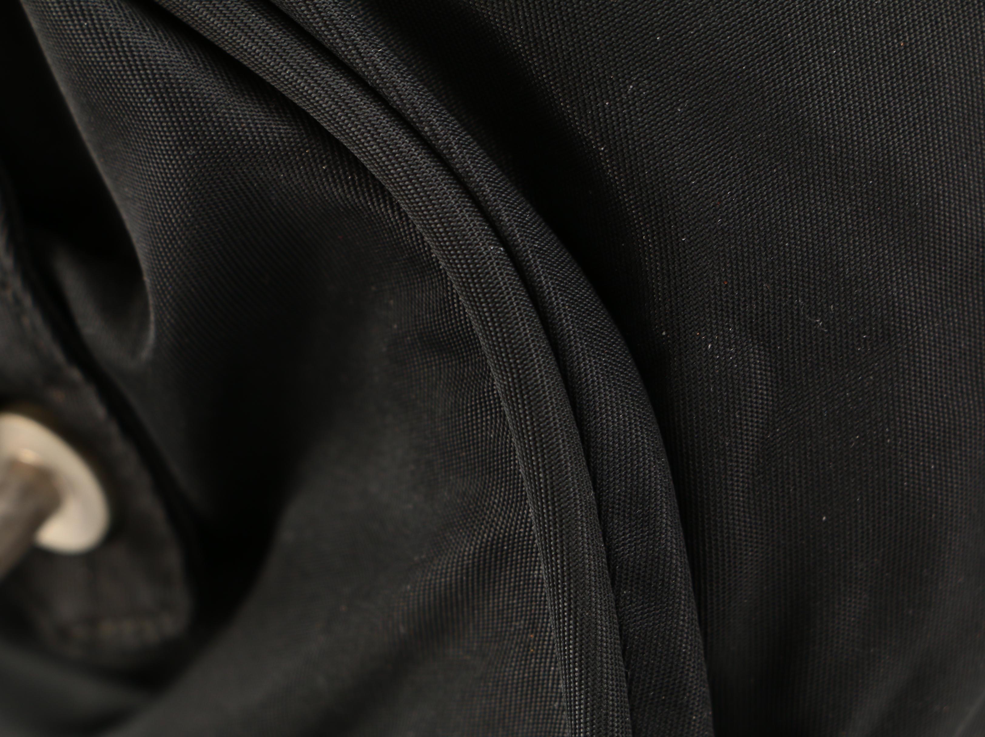 Prada Top Handle Bag in Black Tessuto Nylon with Leather Trim Handles