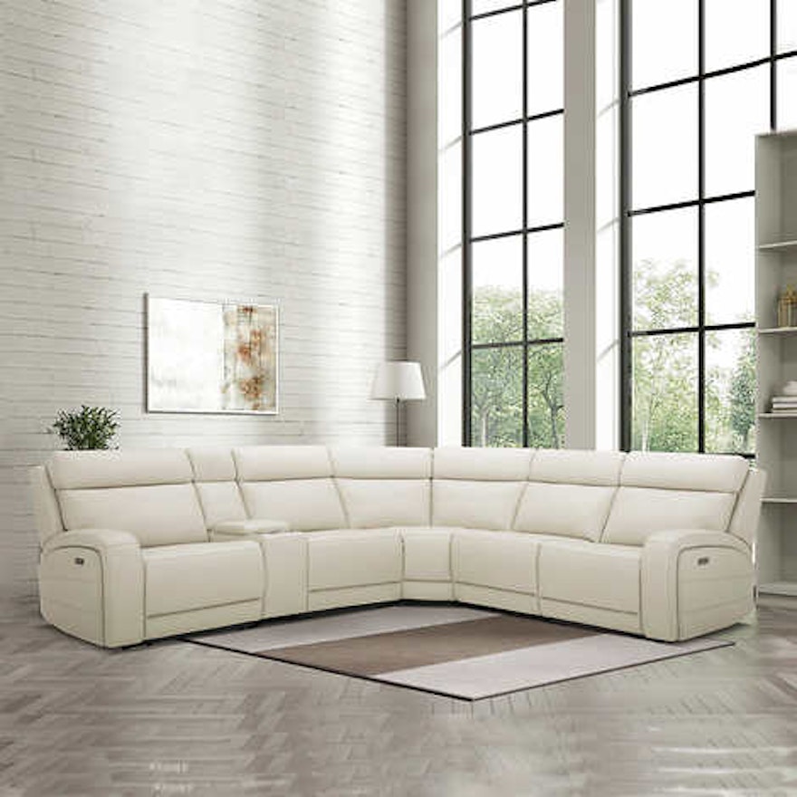 Gearhart Six-Piece Leather Power Reclining Sectional with Power Headrests